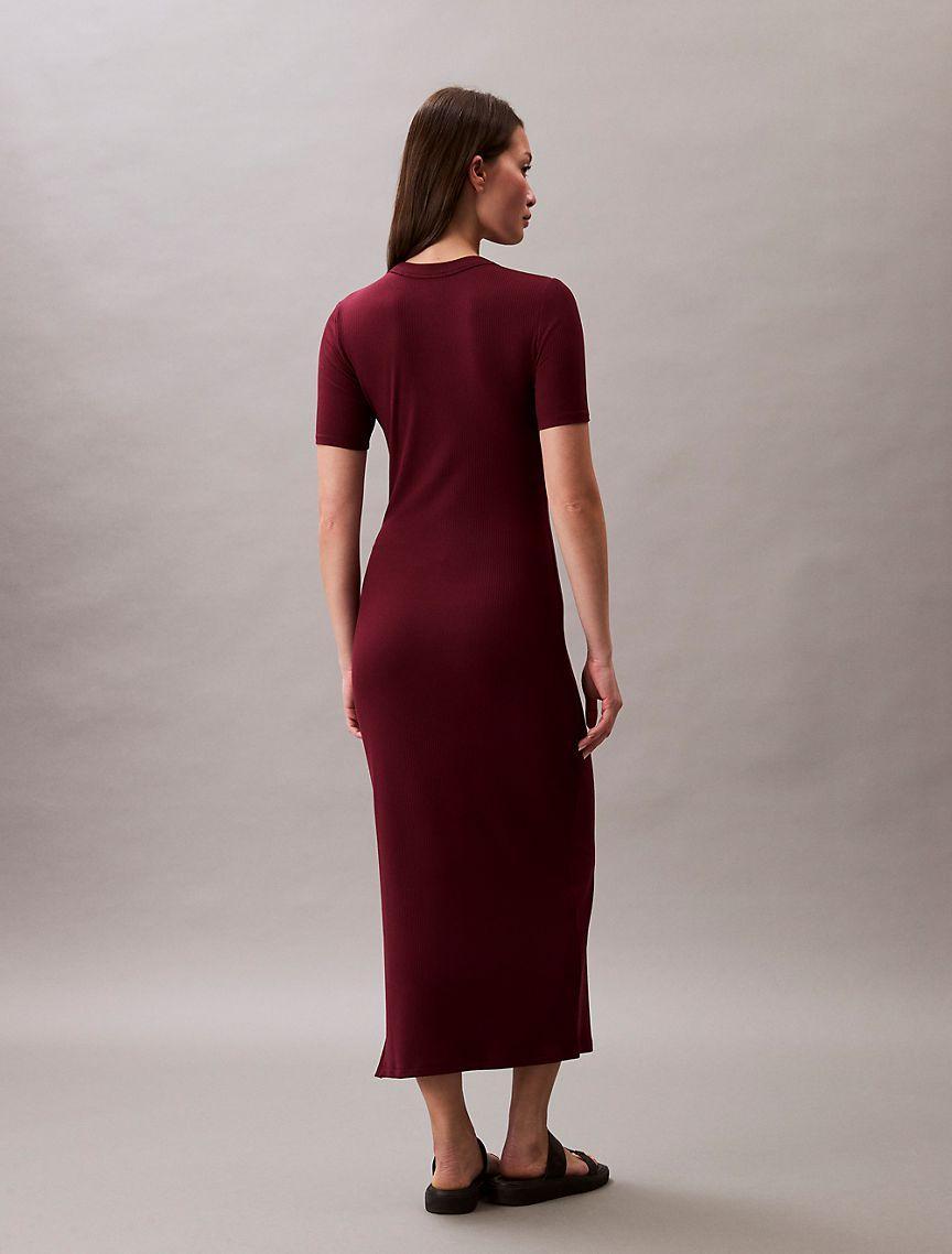 Calvin Klein Womens Modal Stretch Rib Midi Dress - Red Product Image