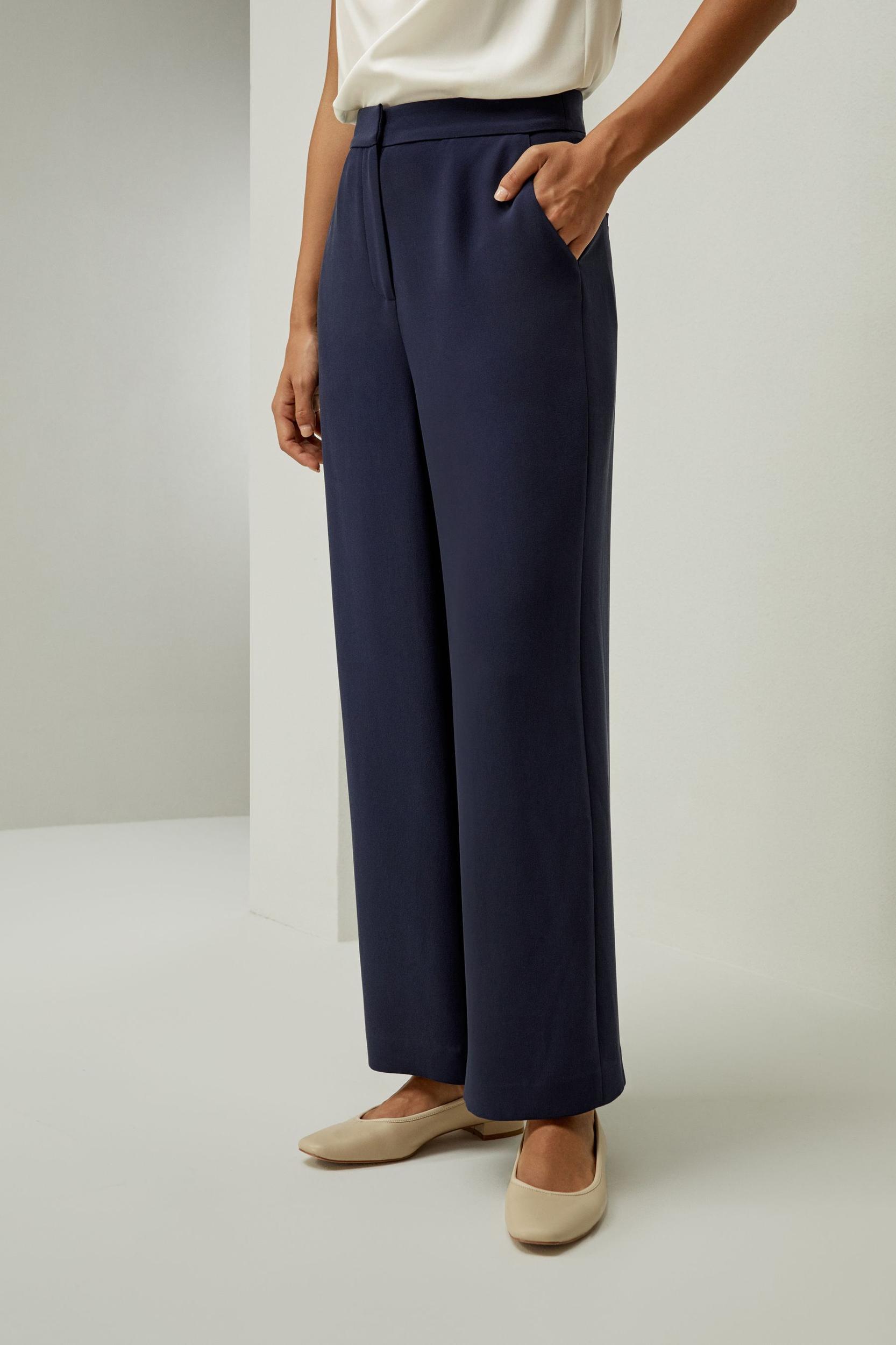 Silk Wide Leg Tailored Pant with Mid Rise Product Image