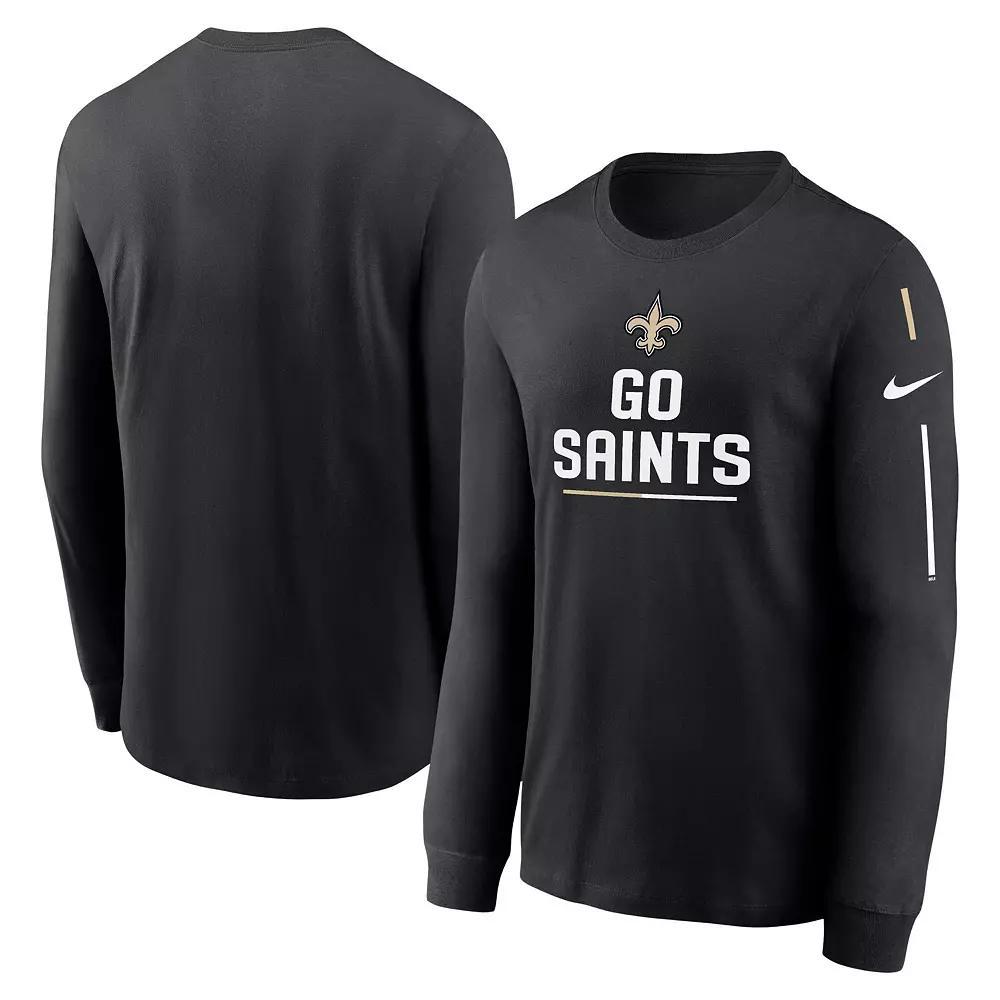 Men's Nike Black New Orleans Saints Team Slogan Long Sleeve T-Shirt, Size: 2XL Product Image