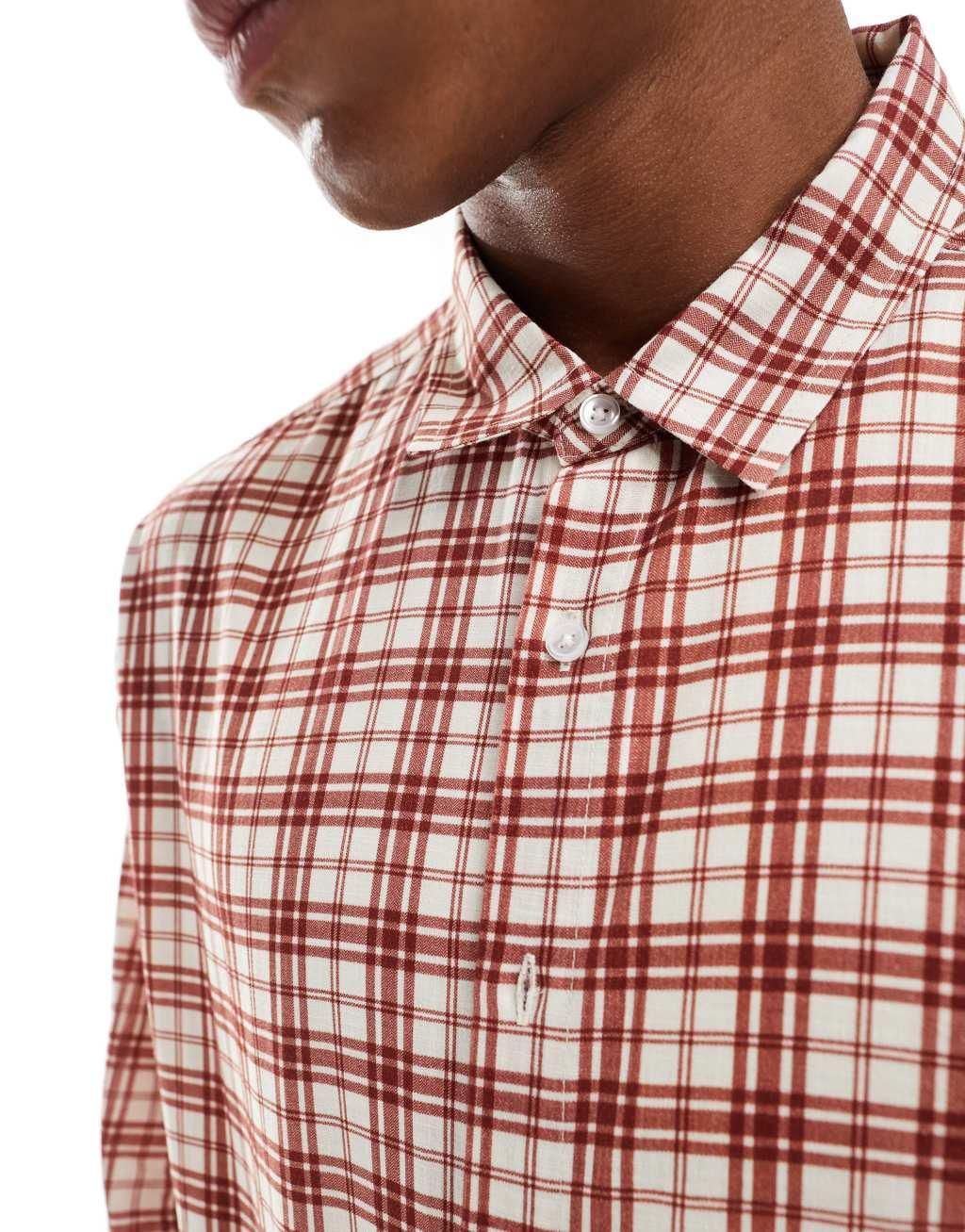 ASOS DESIGN extreme oversized soft shirt in red check Product Image