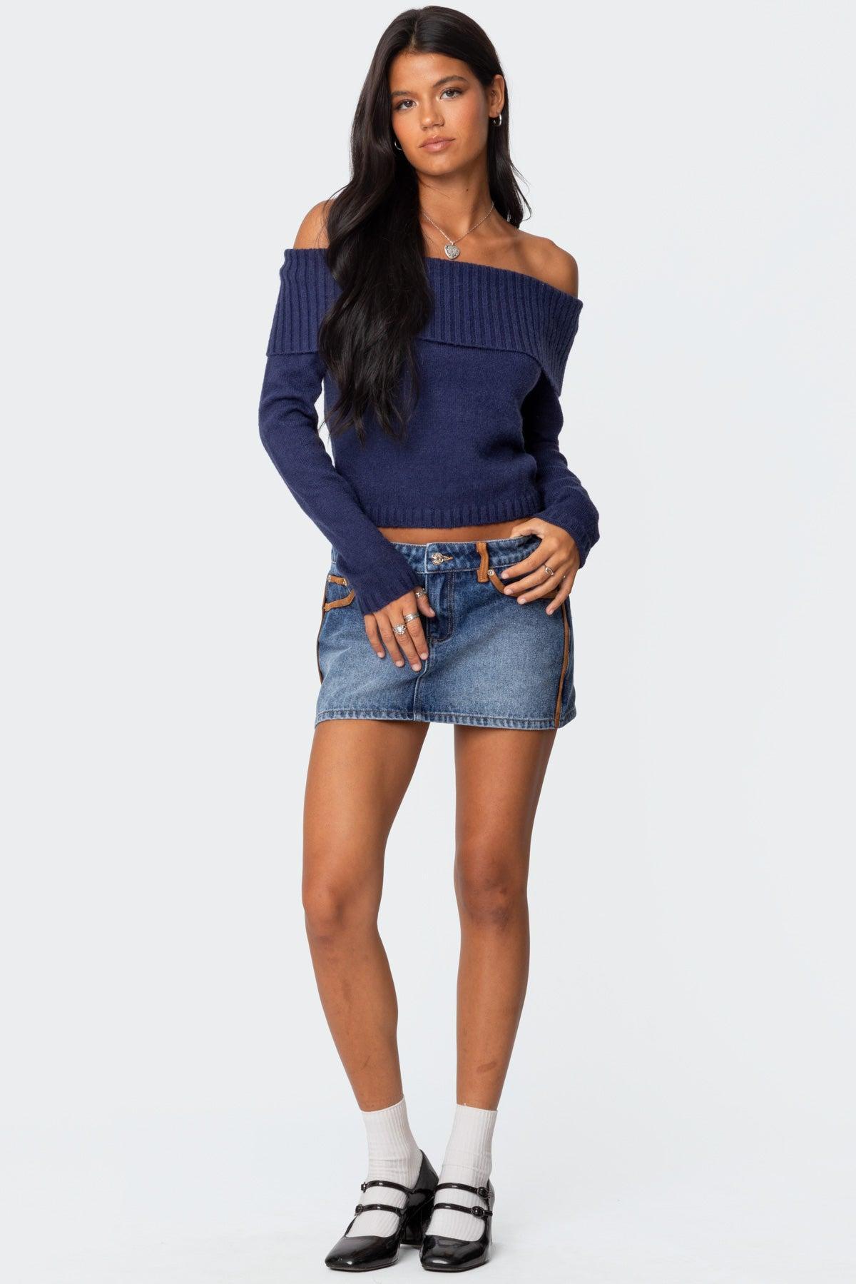 Tamara Fold Over Knit Top Product Image