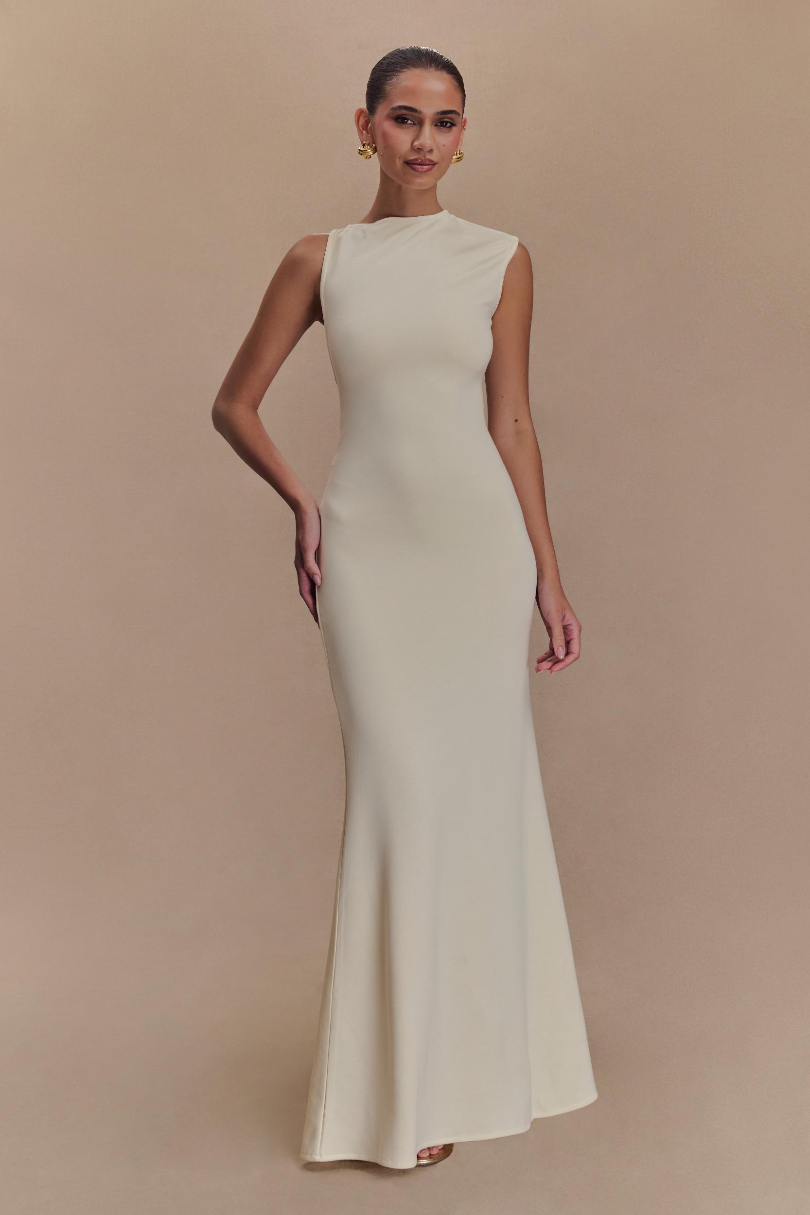Katerina Scuba Jersey Cut Out Maxi Dress - Ivory Product Image