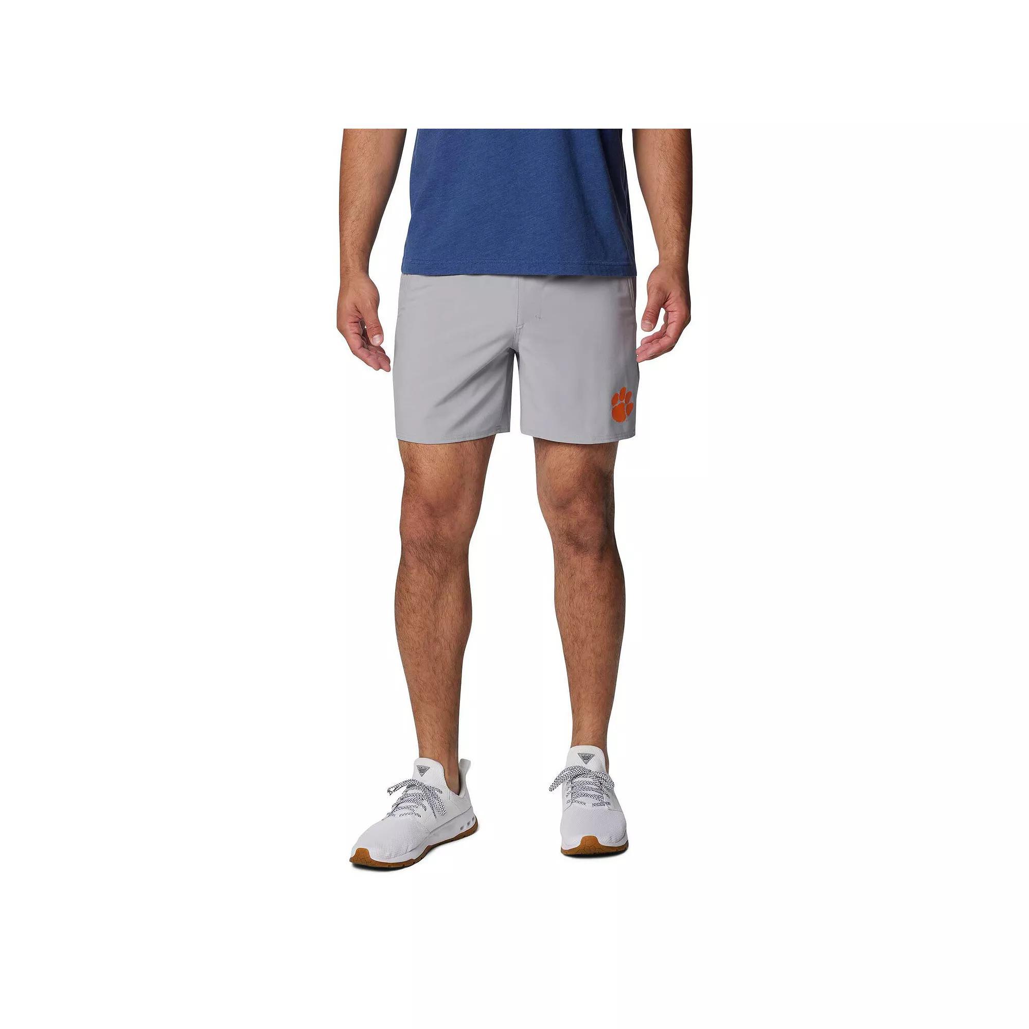 Men's Columbia Gray Clemson Tigers PFG Terminal Roamer�� Omni-Shade�� Stretch Shorts, Size: Medium, Grey Product Image