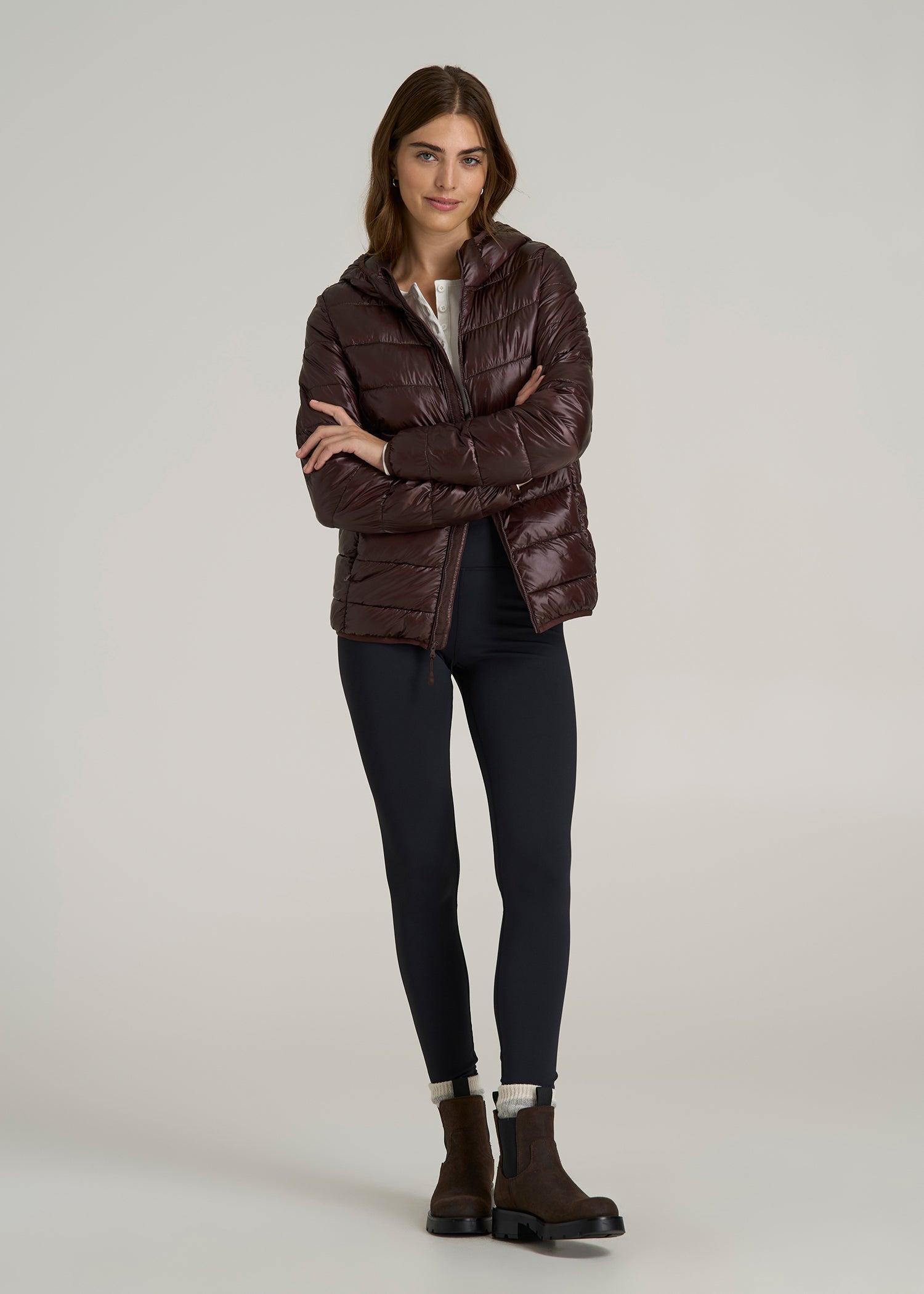 Packable Short Puffer Jacket for Tall Women in Oxblood Product Image