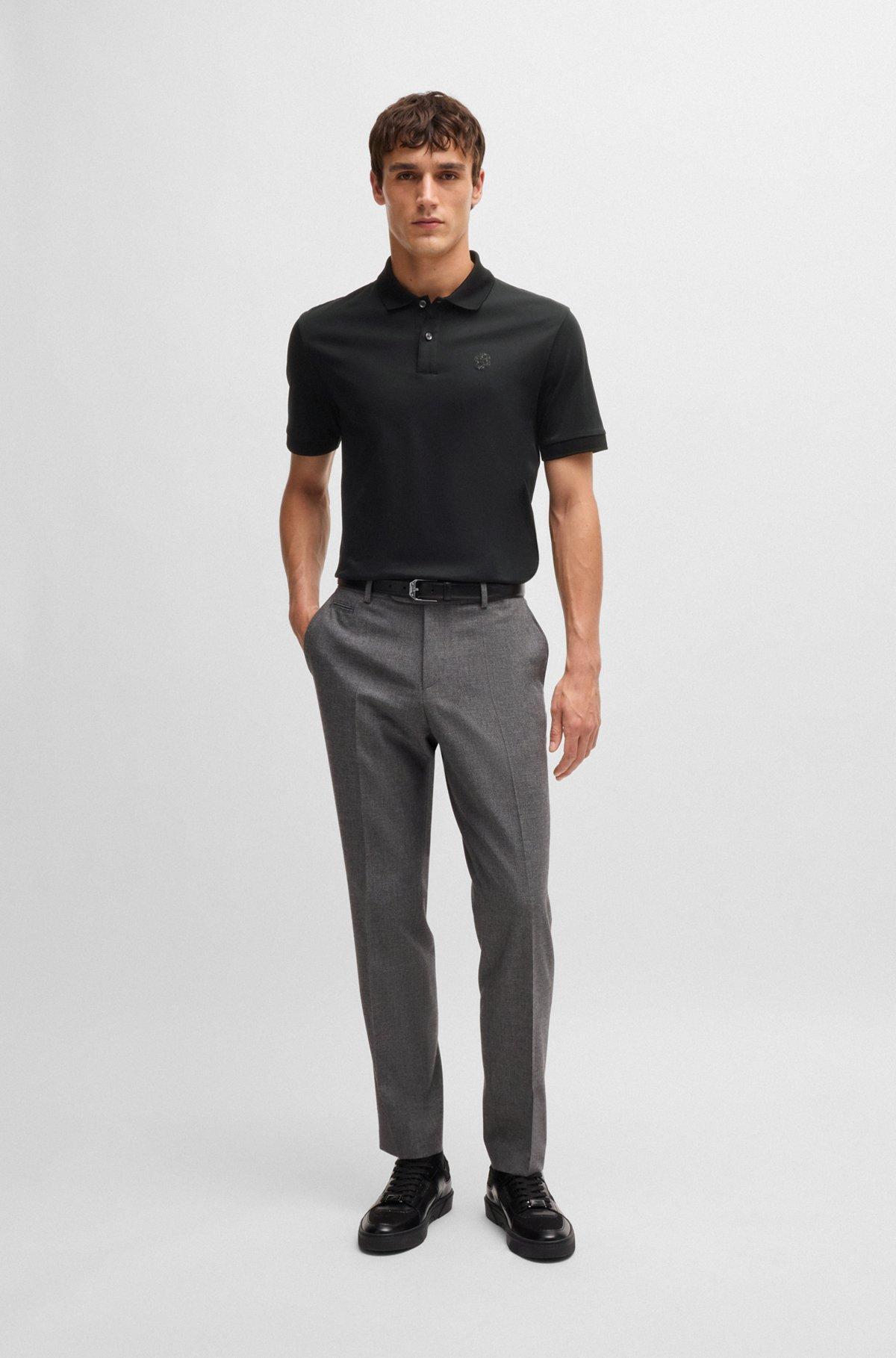 Mercerized-cotton polo shirt with Double B monogram Product Image