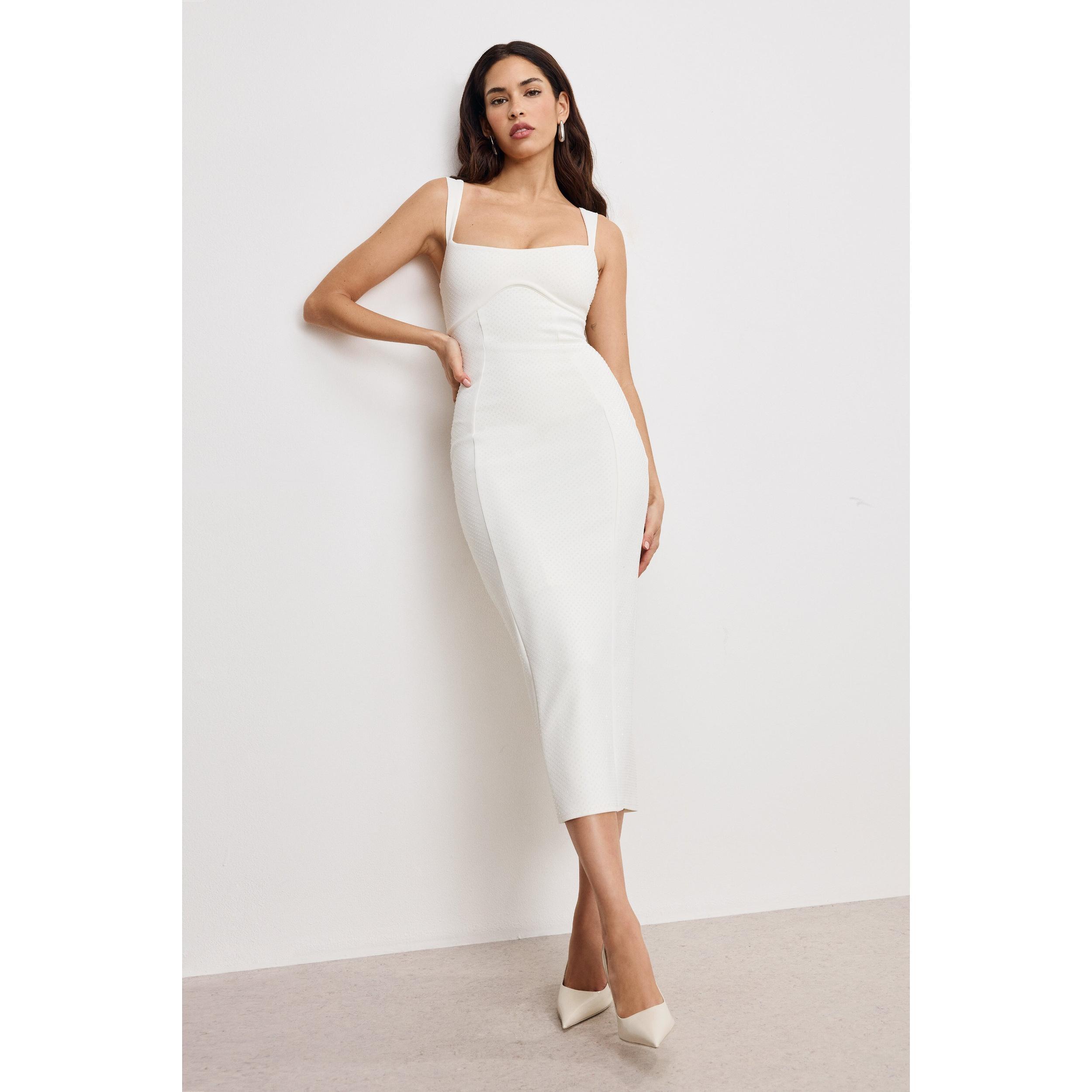 Womens Scuba Crystal Sweetheart Midi Dress | | Good American by Khlo Kardashian Product Image
