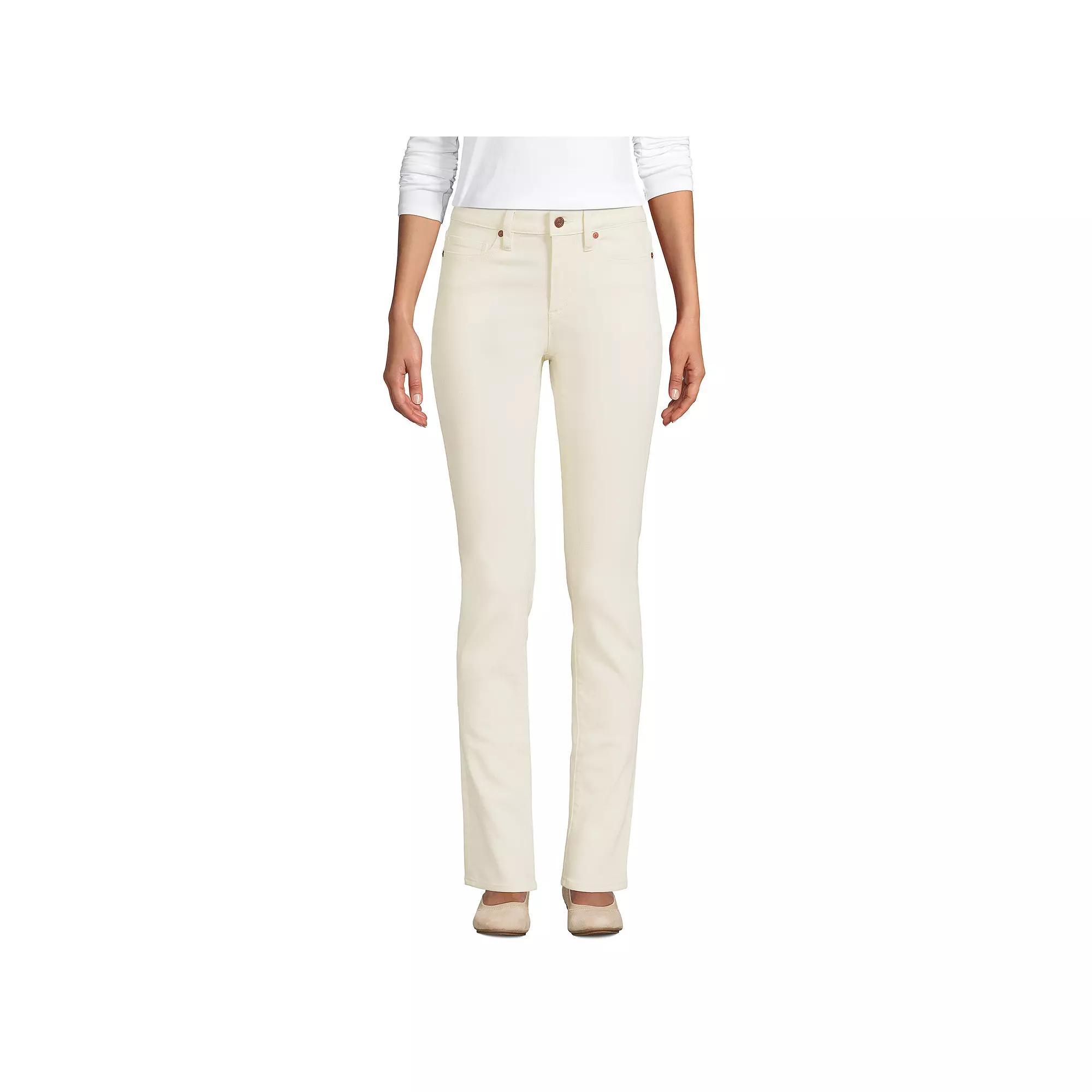 Women's Lands' End Recycled Denim Mid-Rise Straight-Leg Jeans, Size: 18X32, Natural Product Image