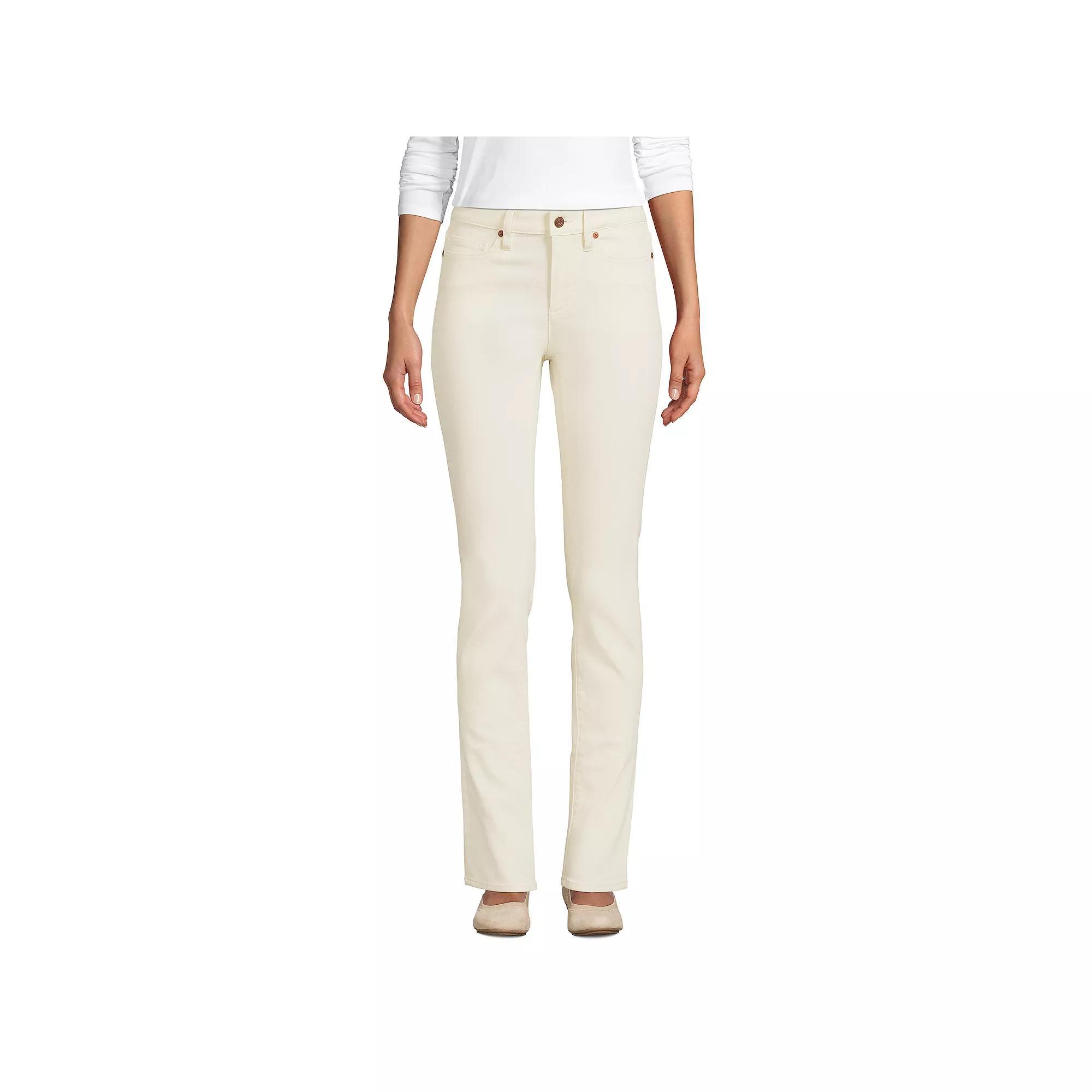 Women's Lands' End Recycled Denim Mid-Rise Straight-Leg Jeans, Size: 18X32, Natural Product Image
