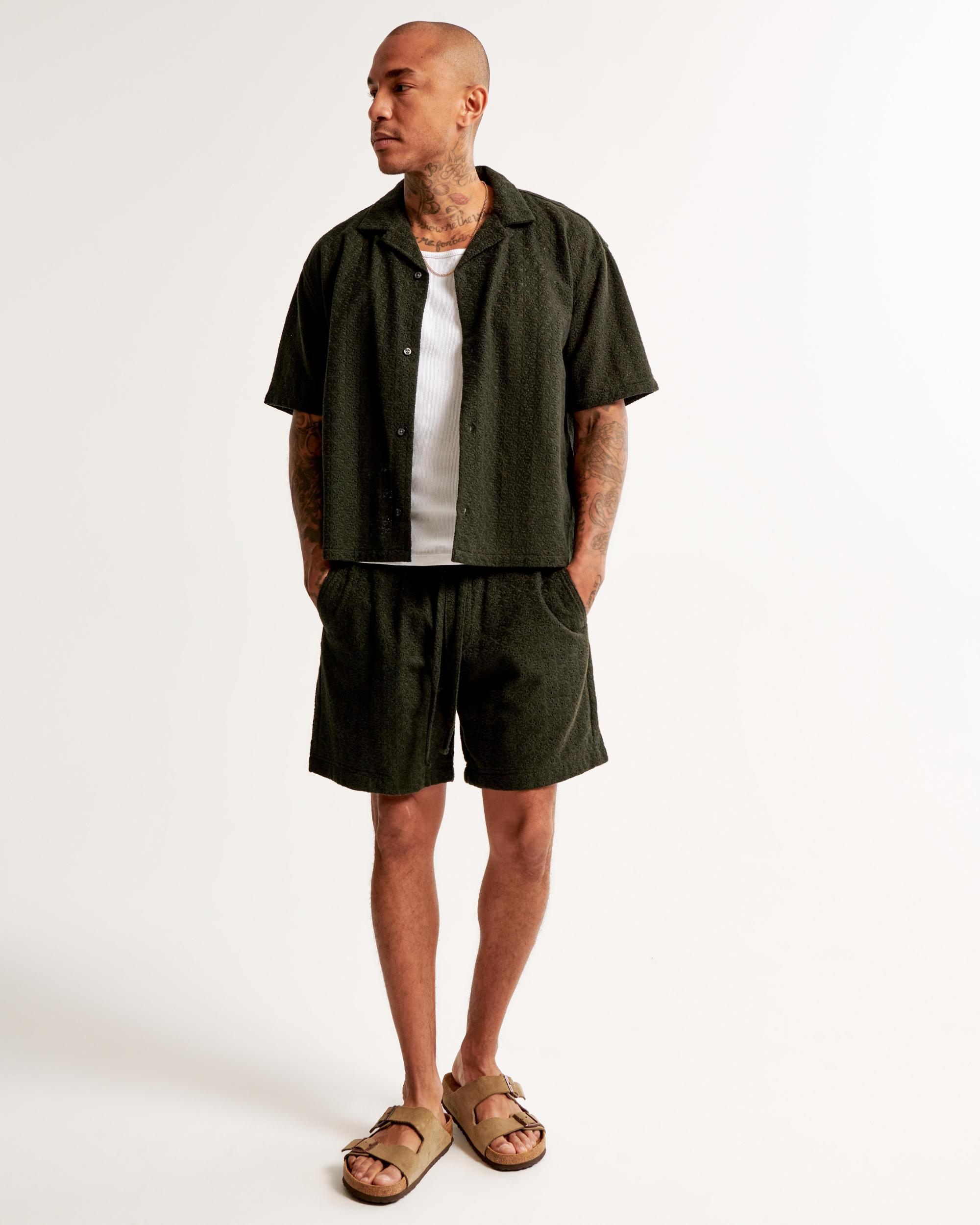 Camp Collar Cropped Lace Shirt Product Image