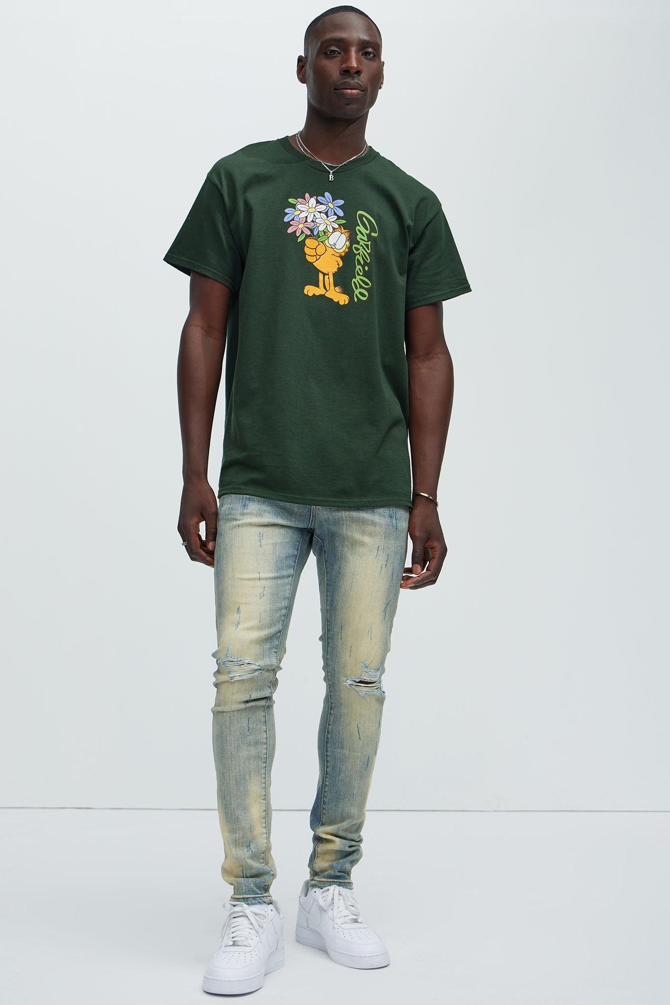 Garfield Flower Bed Short Sleeve Tee - Green Product Image
