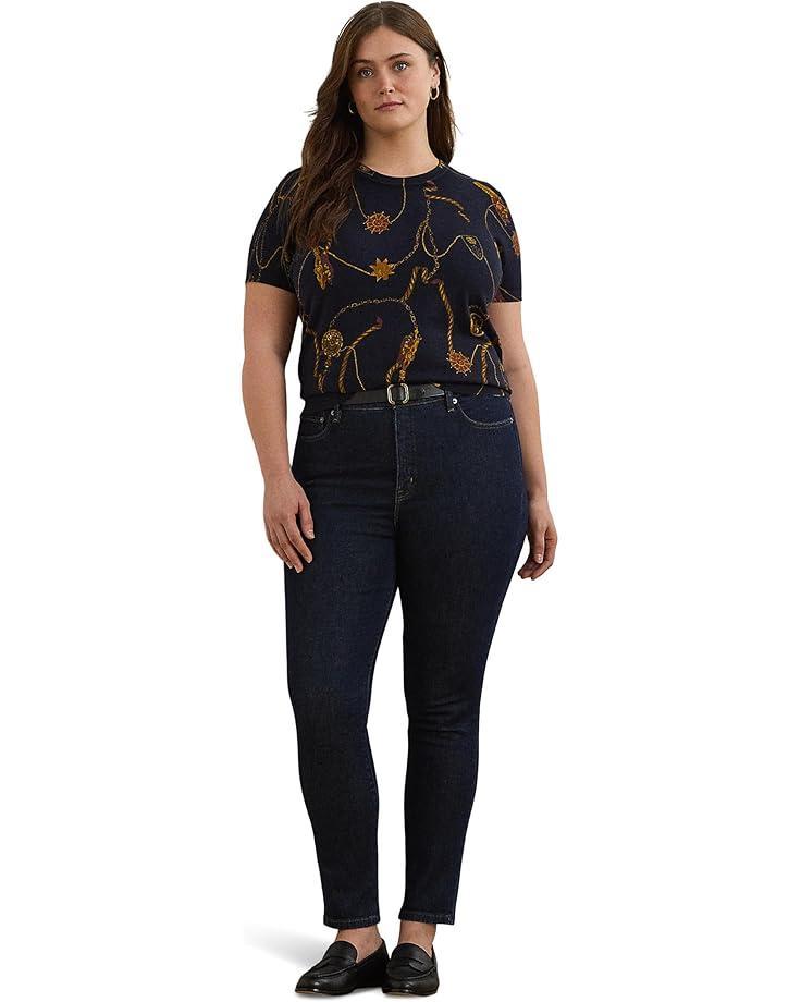 Plus Size Cable-Knit Cotton Polo Sweater Product Image
