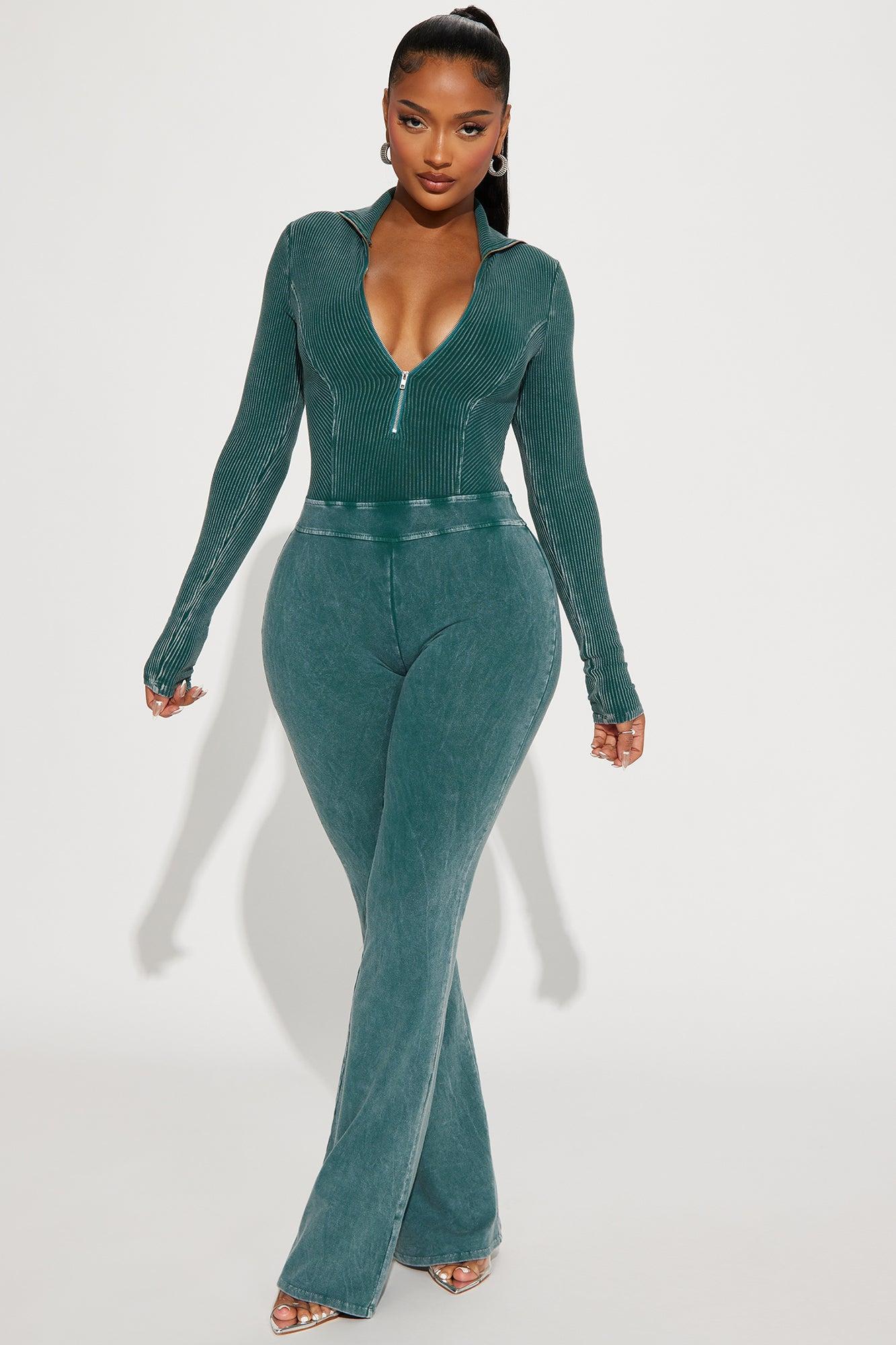 Been Like This Washed Ribbed Jumpsuit  - Hunter Product Image