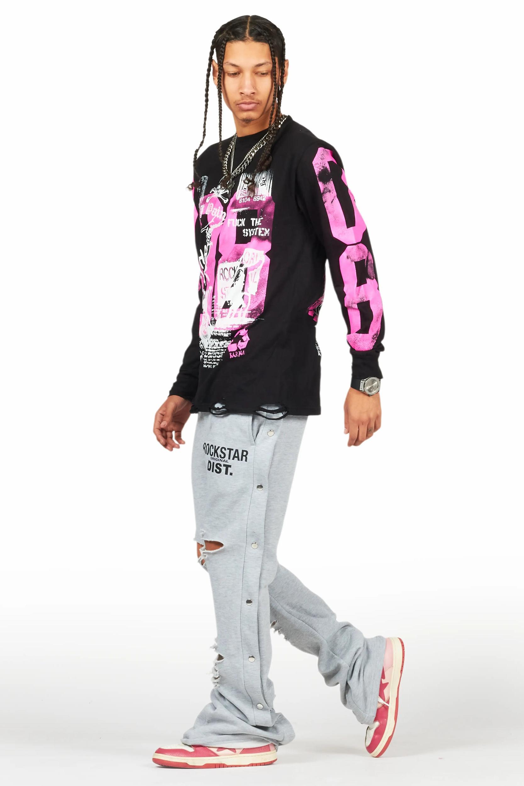 Chance Heather Grey Baggy Snap Button Pant Male Product Image