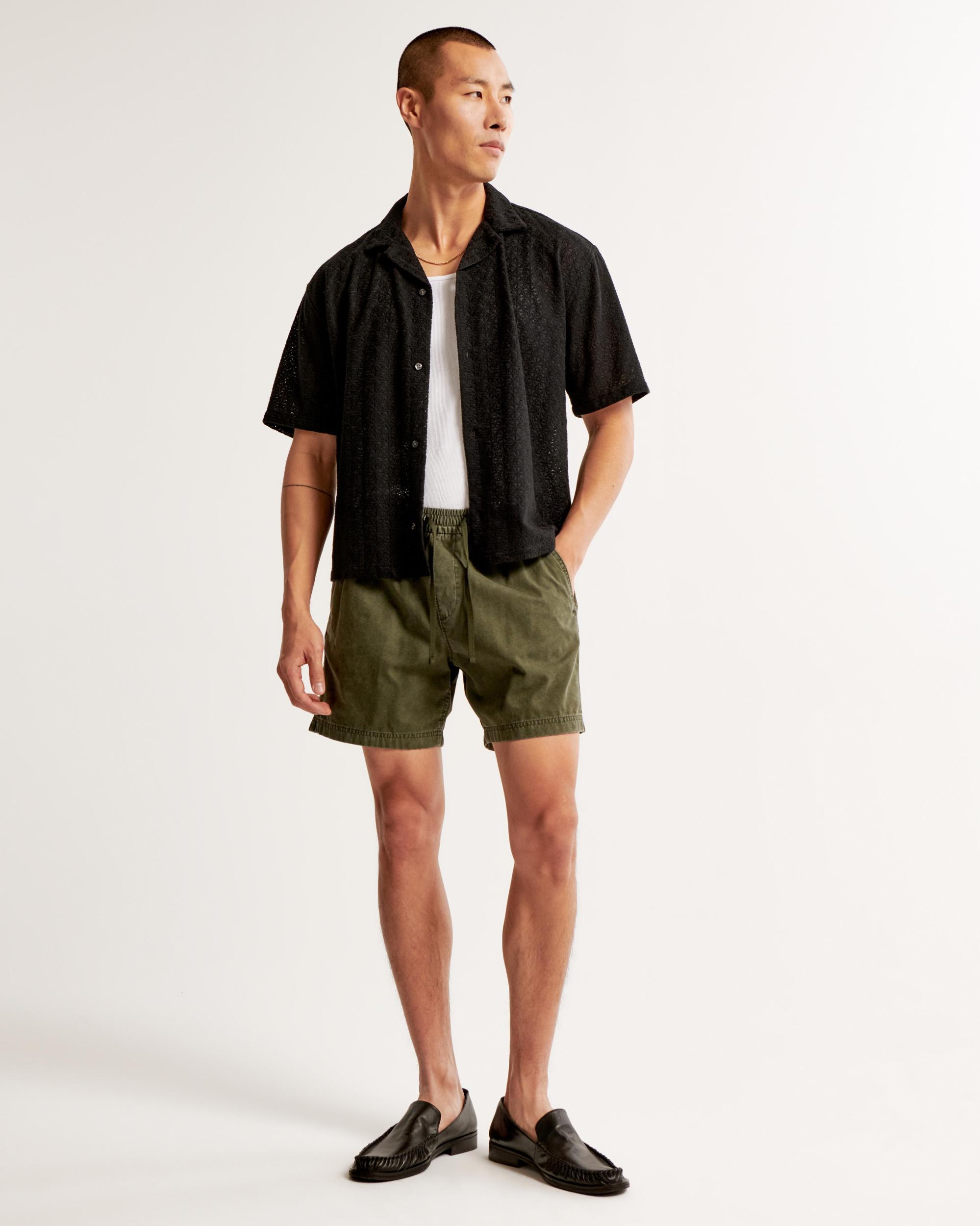 Camp Collar Cropped Lace Shirt Product Image