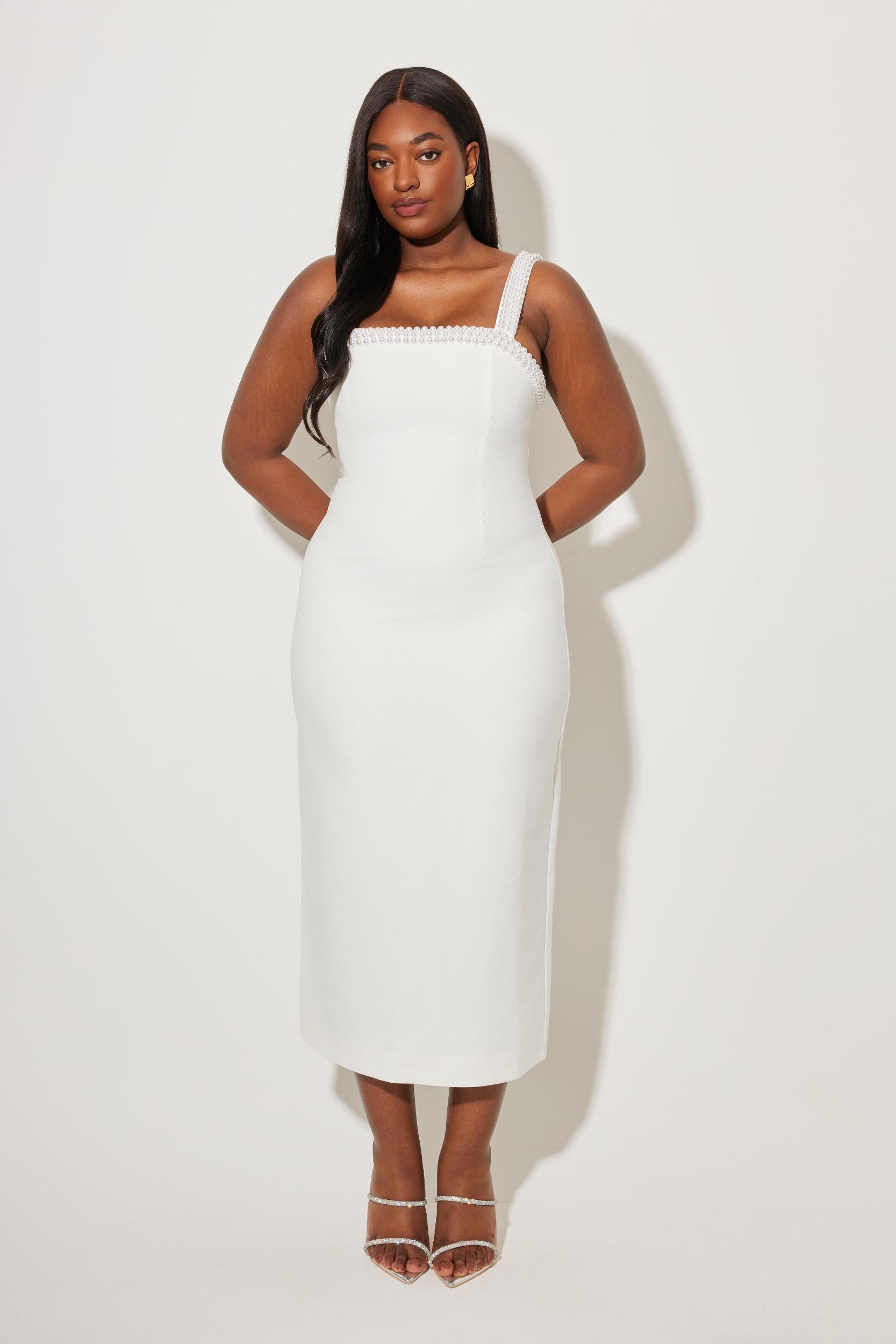 The Ultimate Muse Pearl Trim Midi Dress Product Image