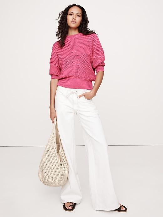 Cotton Cropped Dolman Sweater Product Image