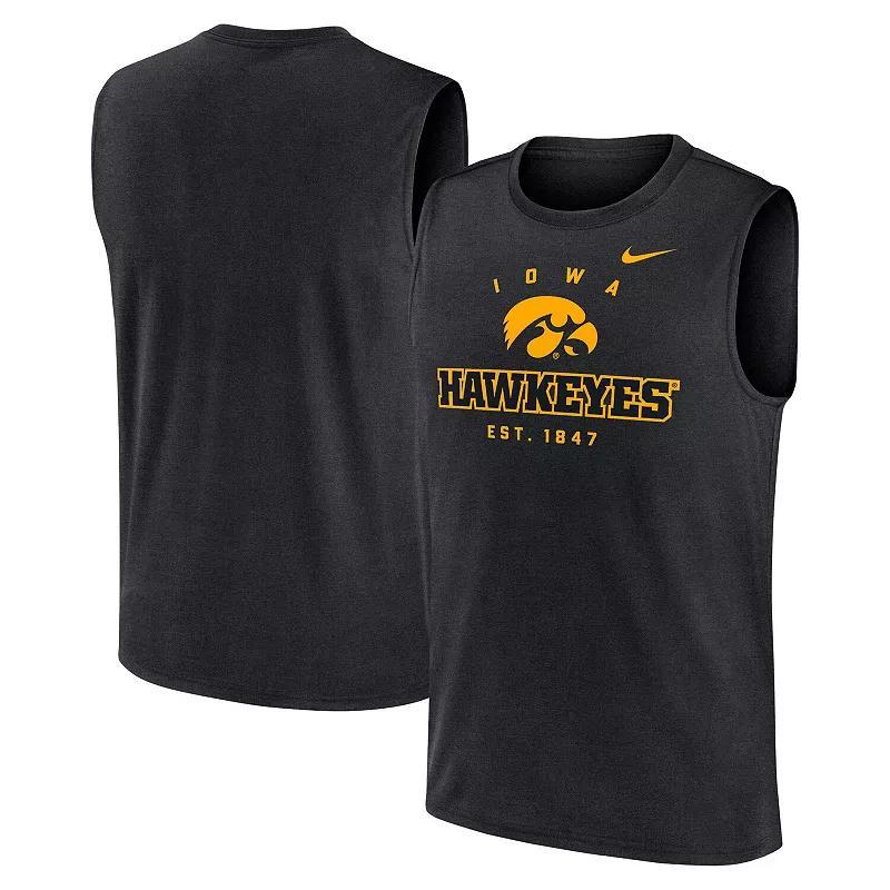 Men's Nike Black Iowa Hawkeyes Primetime Legend Lock Up Performance Muscle Tank Top, Size: Large Product Image