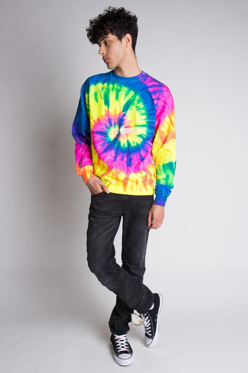 Neon Rainbow Tie Dye Sweatshirt Product Image