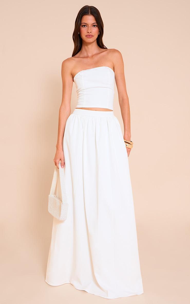 White Woven Seam Detail Bandeau Top Product Image
