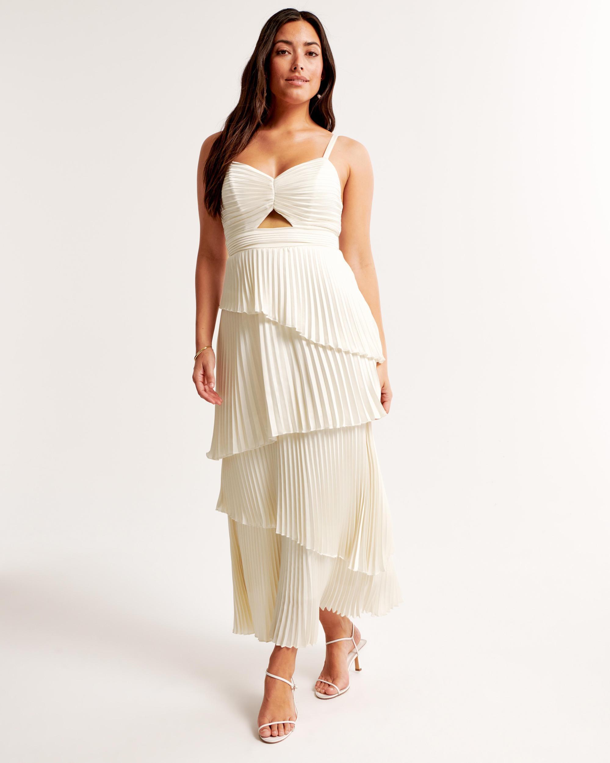 The A&F Giselle Pleated Tiered Maxi Dress Product Image