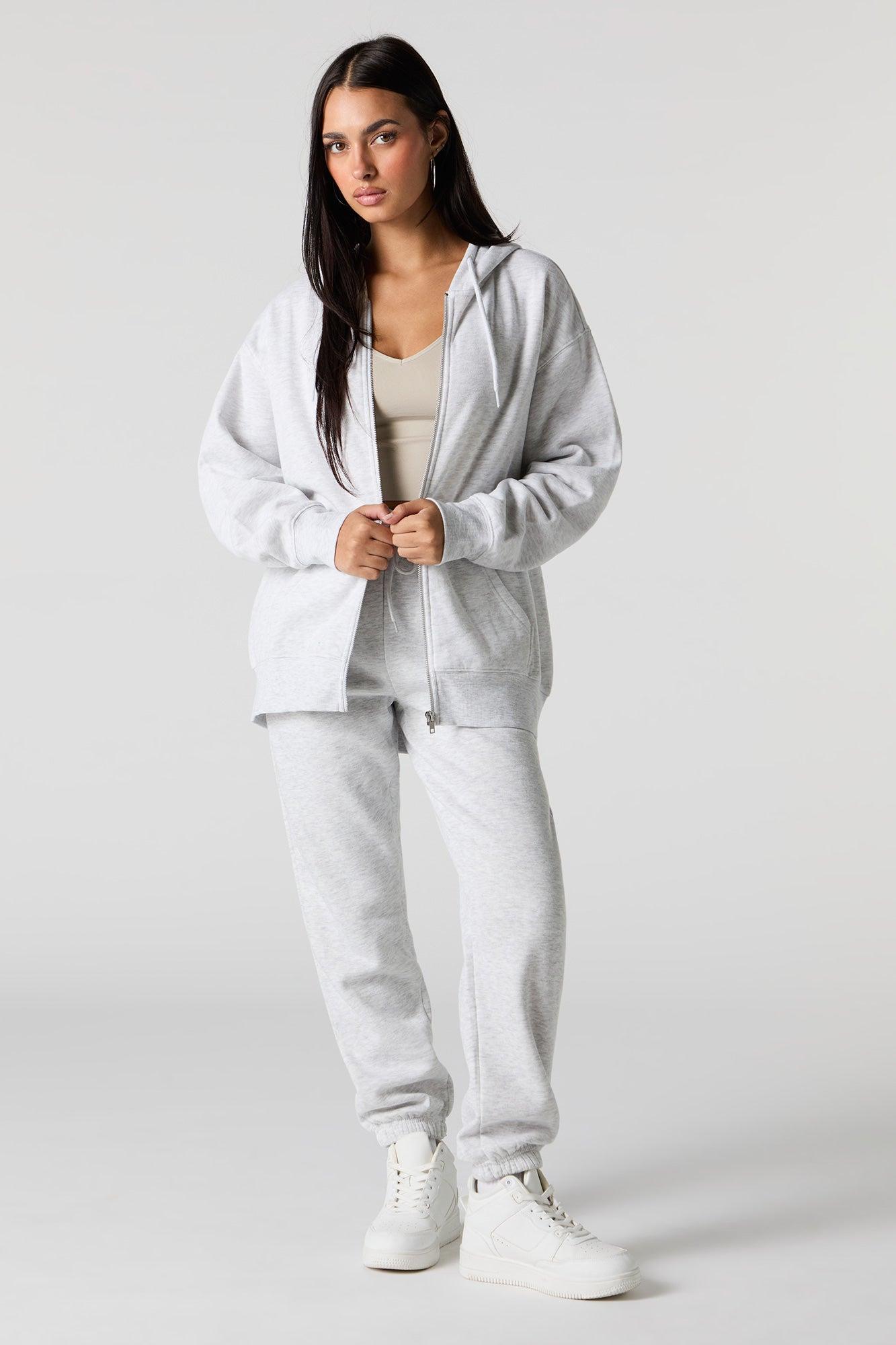 Oversized Zip-Up Fleece Hoodie Female Product Image