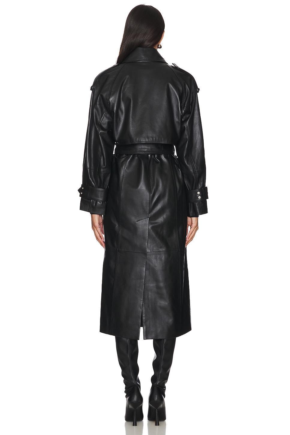Lilith Leather Trench Coat Ivy Oak Product Image