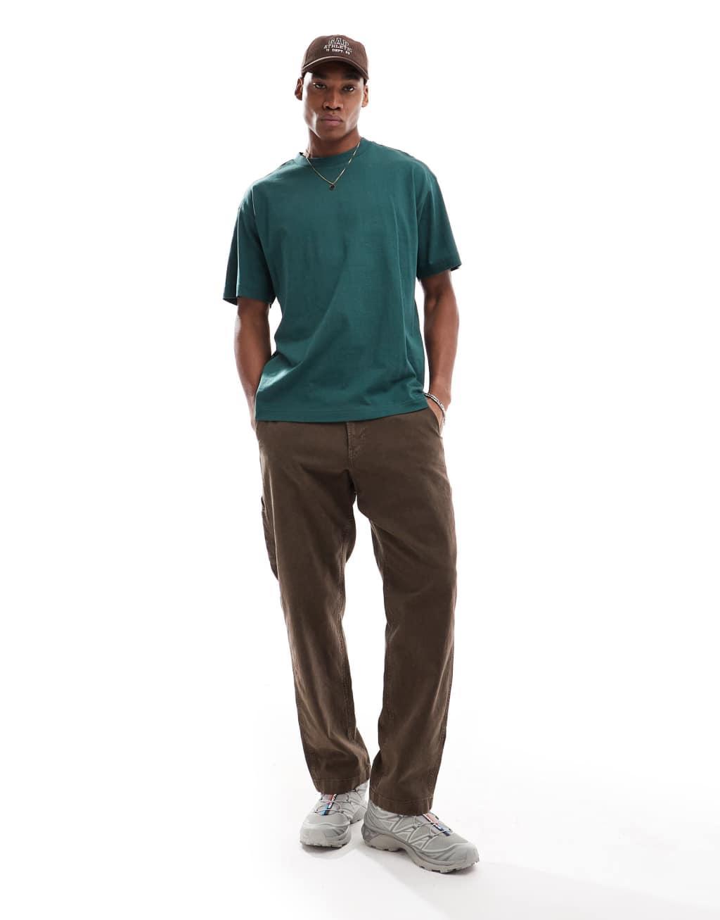 Cotton On box fit plain t-shirt in pine needle green Product Image