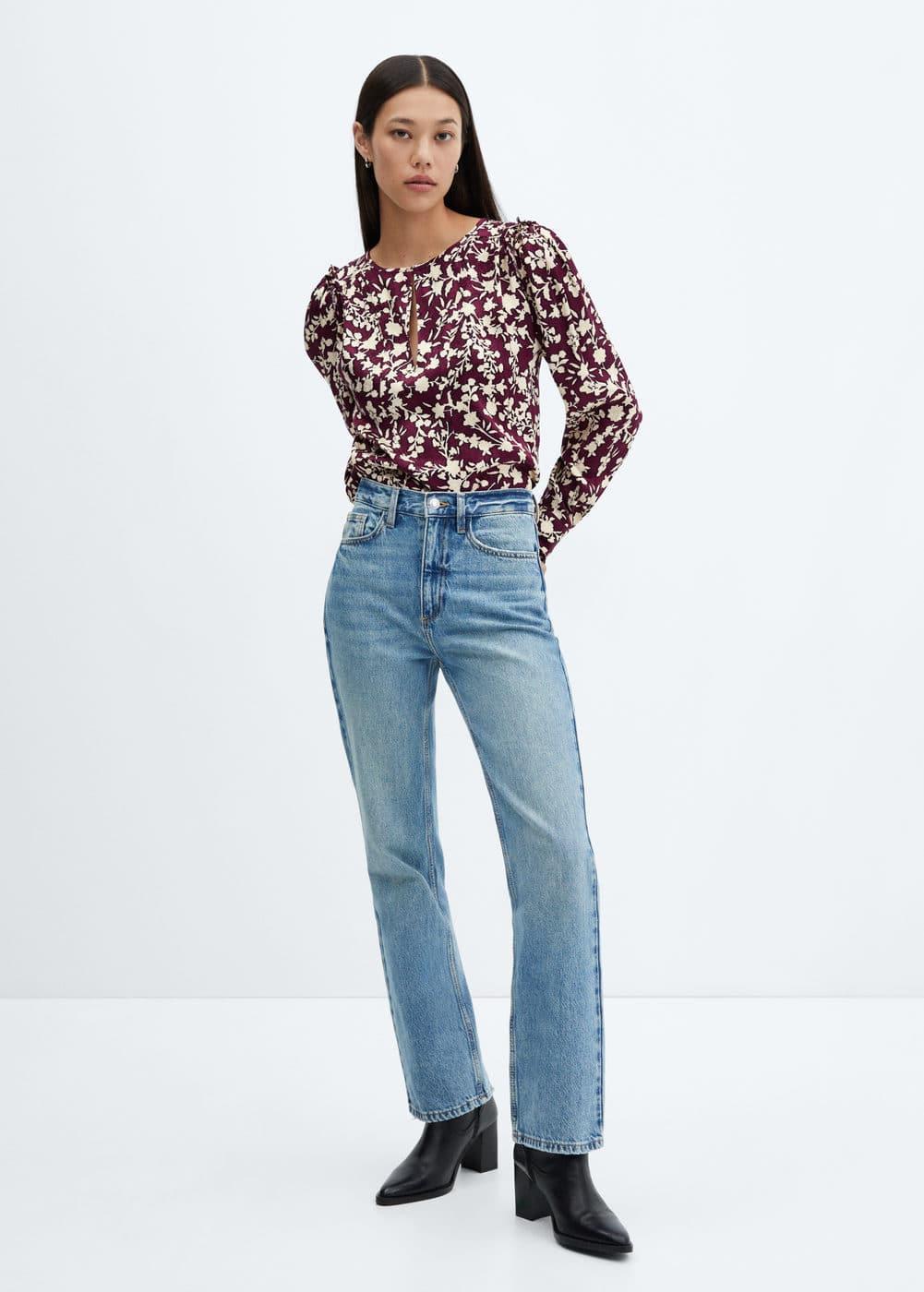 MANGO Berry Blouse (Maroon) Women's Blouse Product Image