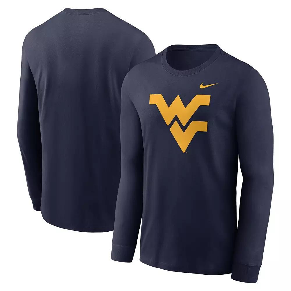 Men's Nike Navy West Virginia Mountaineers Primary Logo Long Sleeve T-Shirt, Size: Large, Blue Product Image