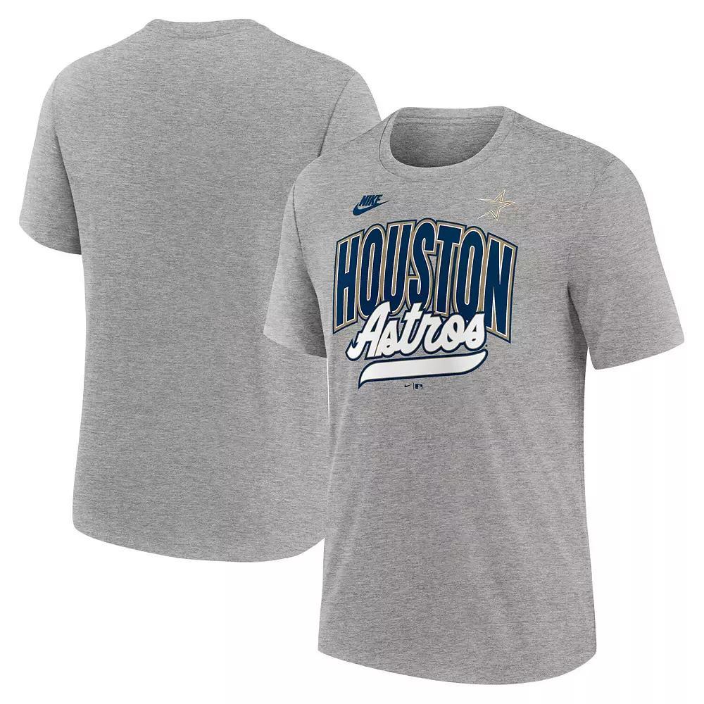 Men's Nike Heather Gray Houston Astros Cooperstown Collection Retro Tri-Blend T-Shirt, Size: Large, Grey Product Image