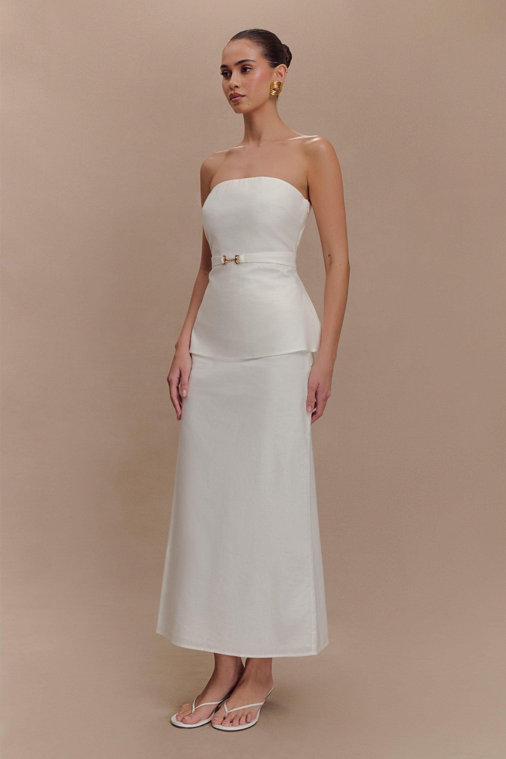 Dora Strapless Linen Top - Ivory Product Image