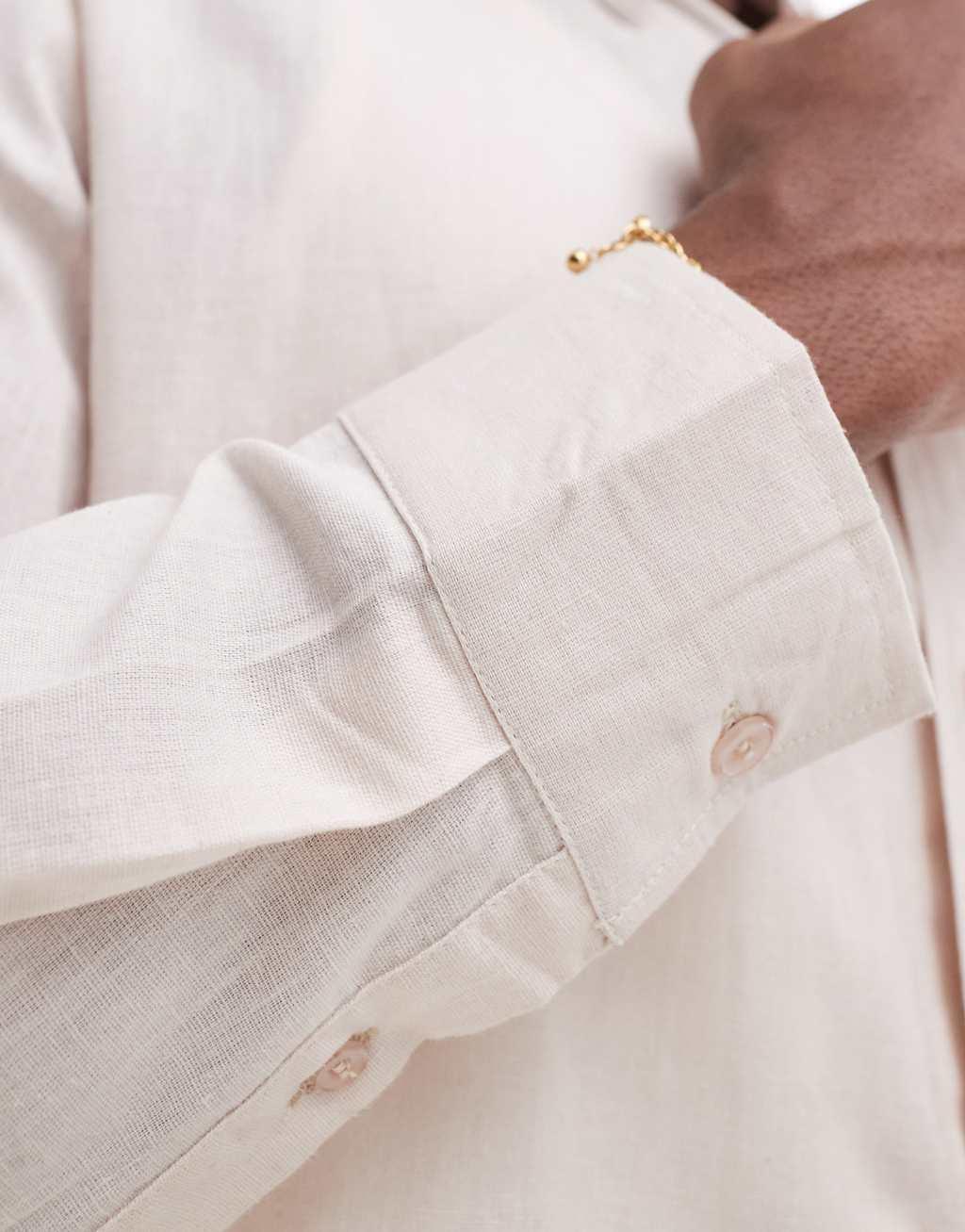 sol beach linen long sleeve beach shirt in beige Product Image