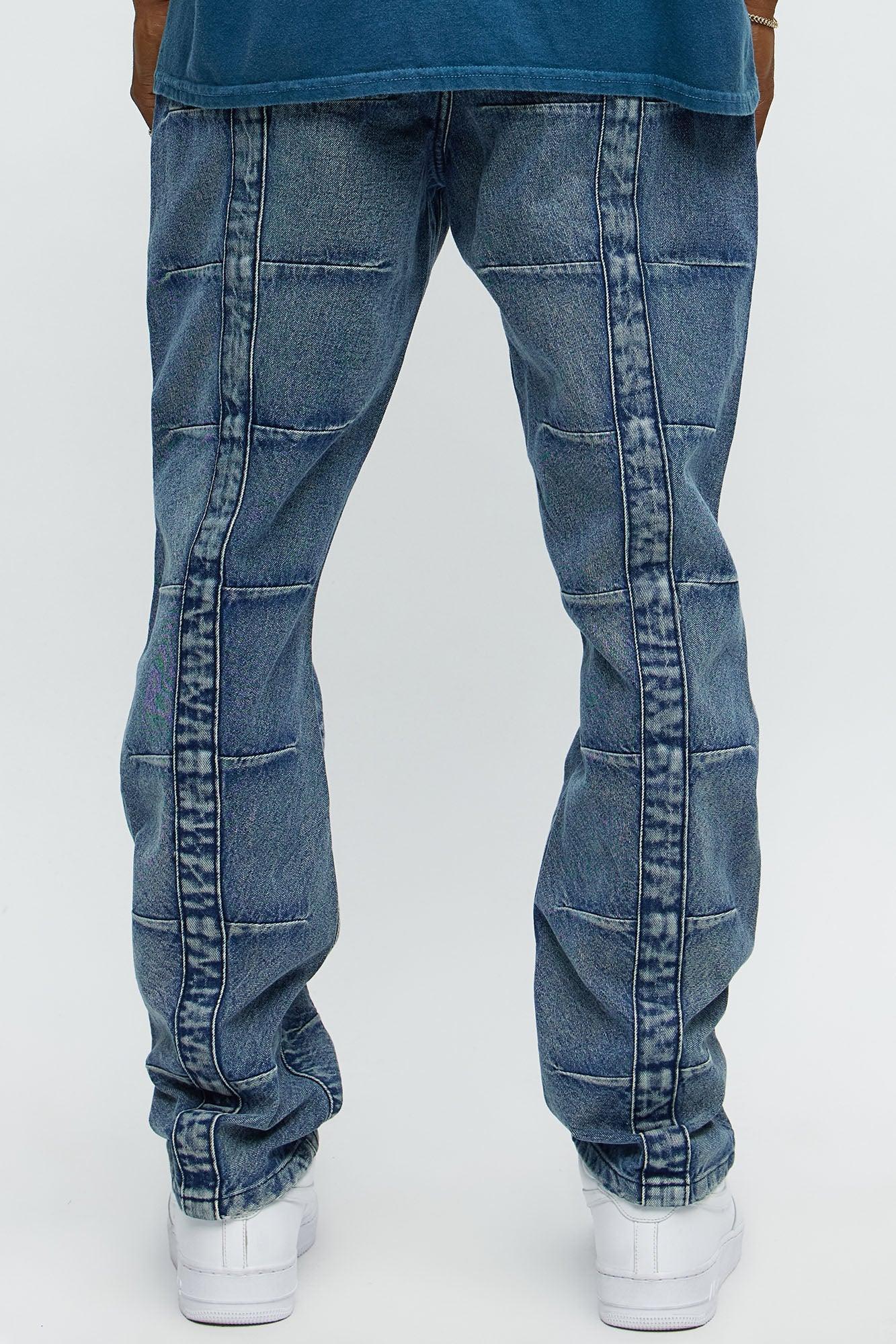Vertical Panel Slim Jeans - Medium Blue Wash Product Image