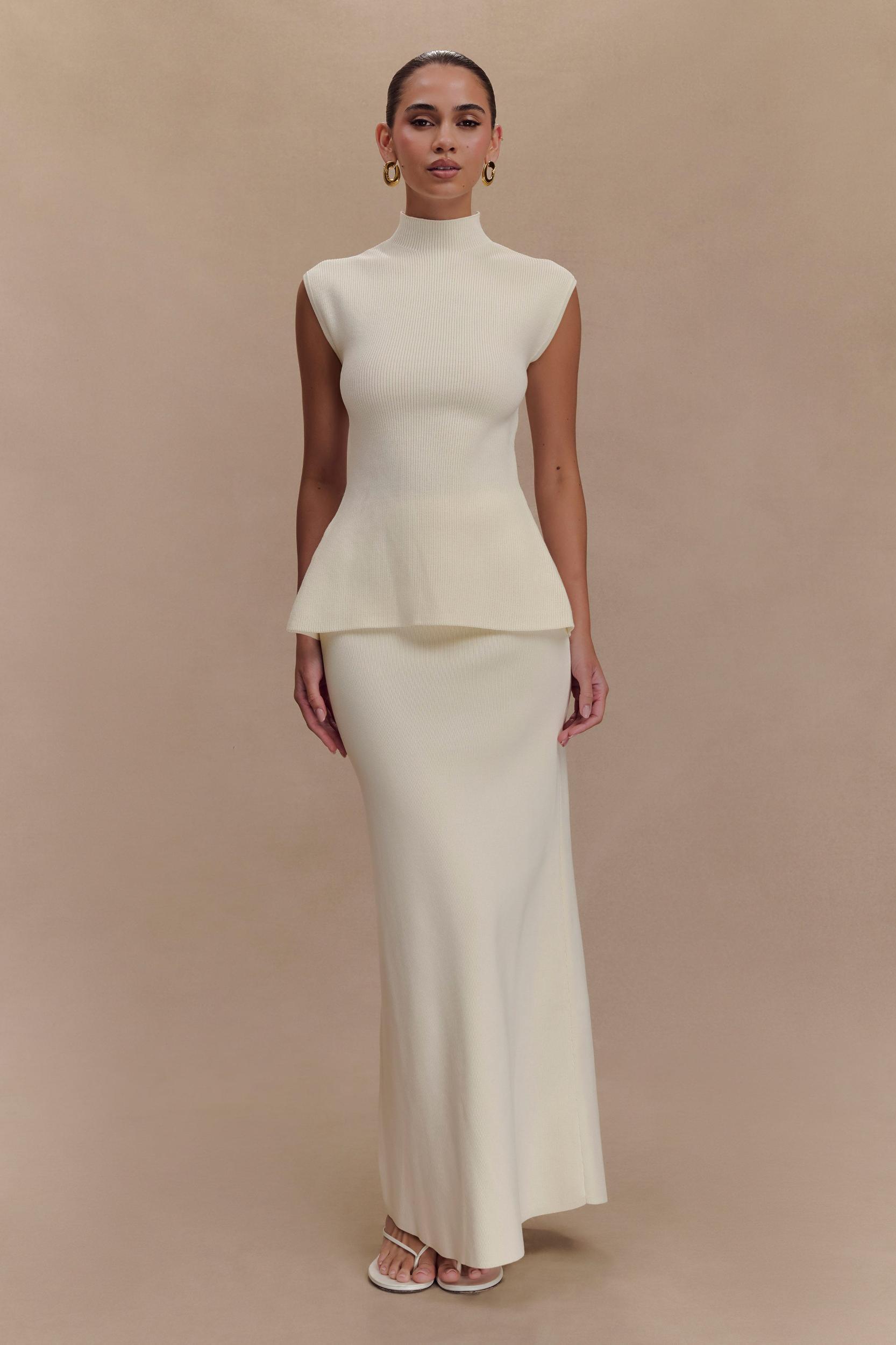 Maxine Knit Maxi Skirt - Ivory Product Image