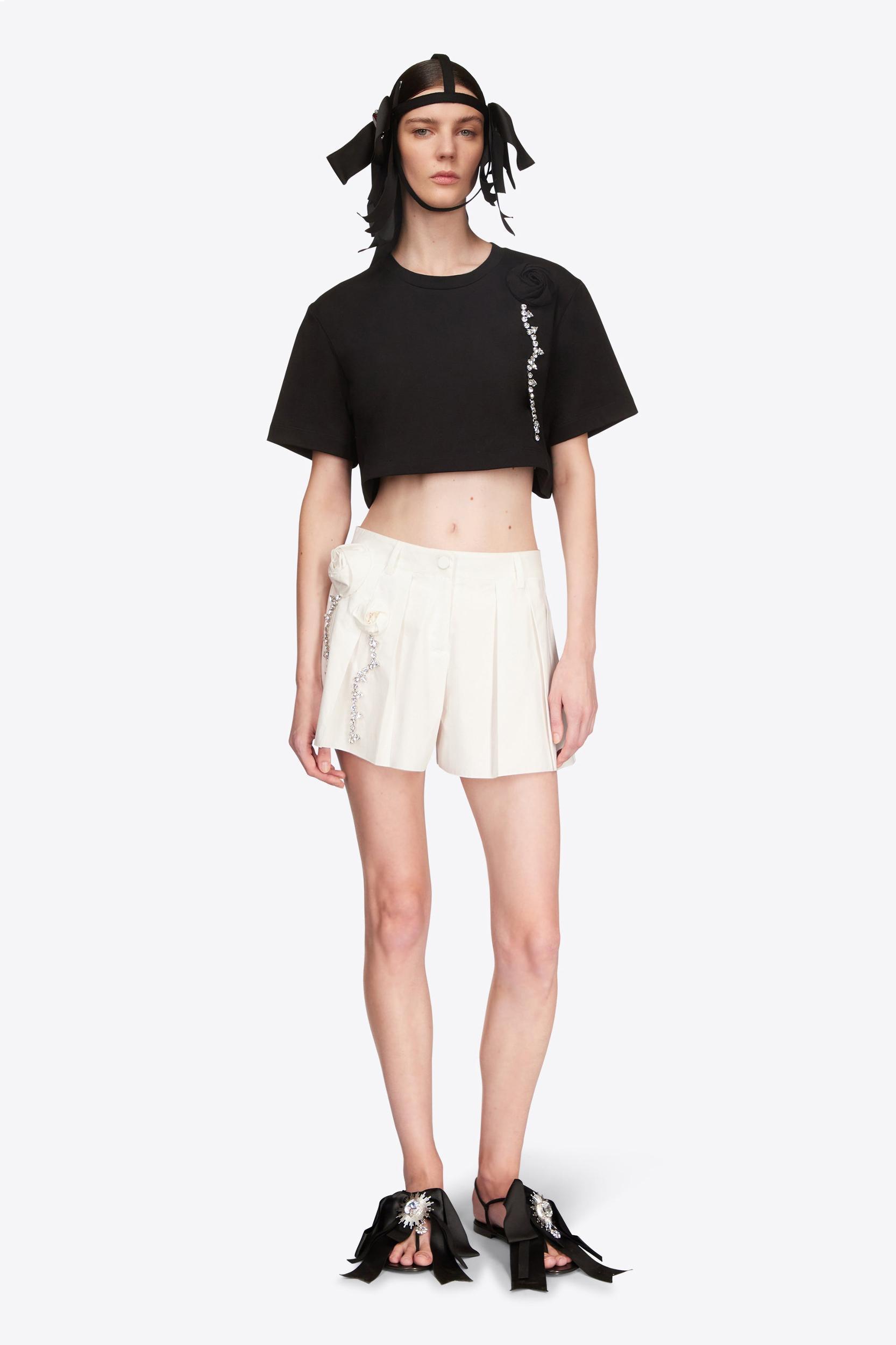Crystal Rosette Cropped T-Shirt Product Image