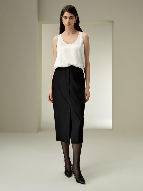 Modern Beauty Silk Wool Pencil Skirt Product Image