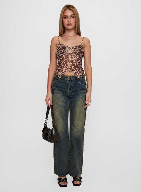 Tanaia Button Up Top Leopard Product Image