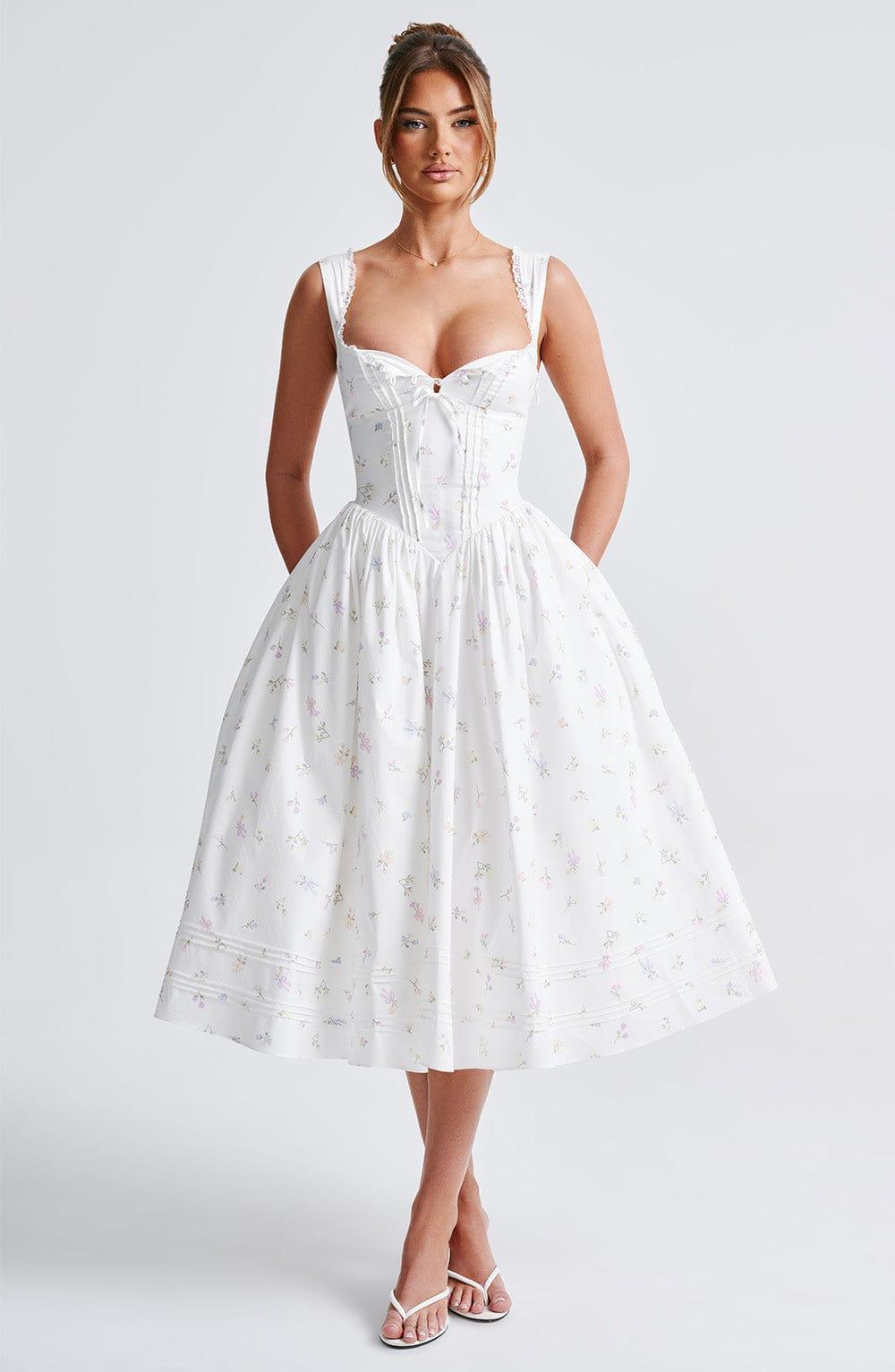 Marlena Midi Dress - White Multi Floral Print Product Image