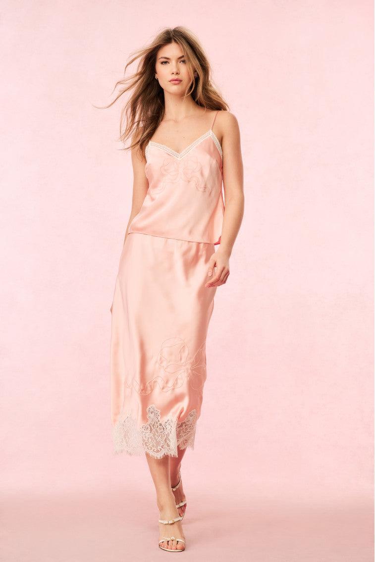 Malina Satin Midi Slip Skirt Product Image