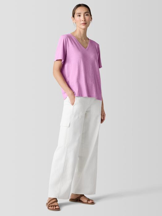 EILEEN FISHER Organic Cotton Slubby Jersey V-Neck Teefemale Product Image