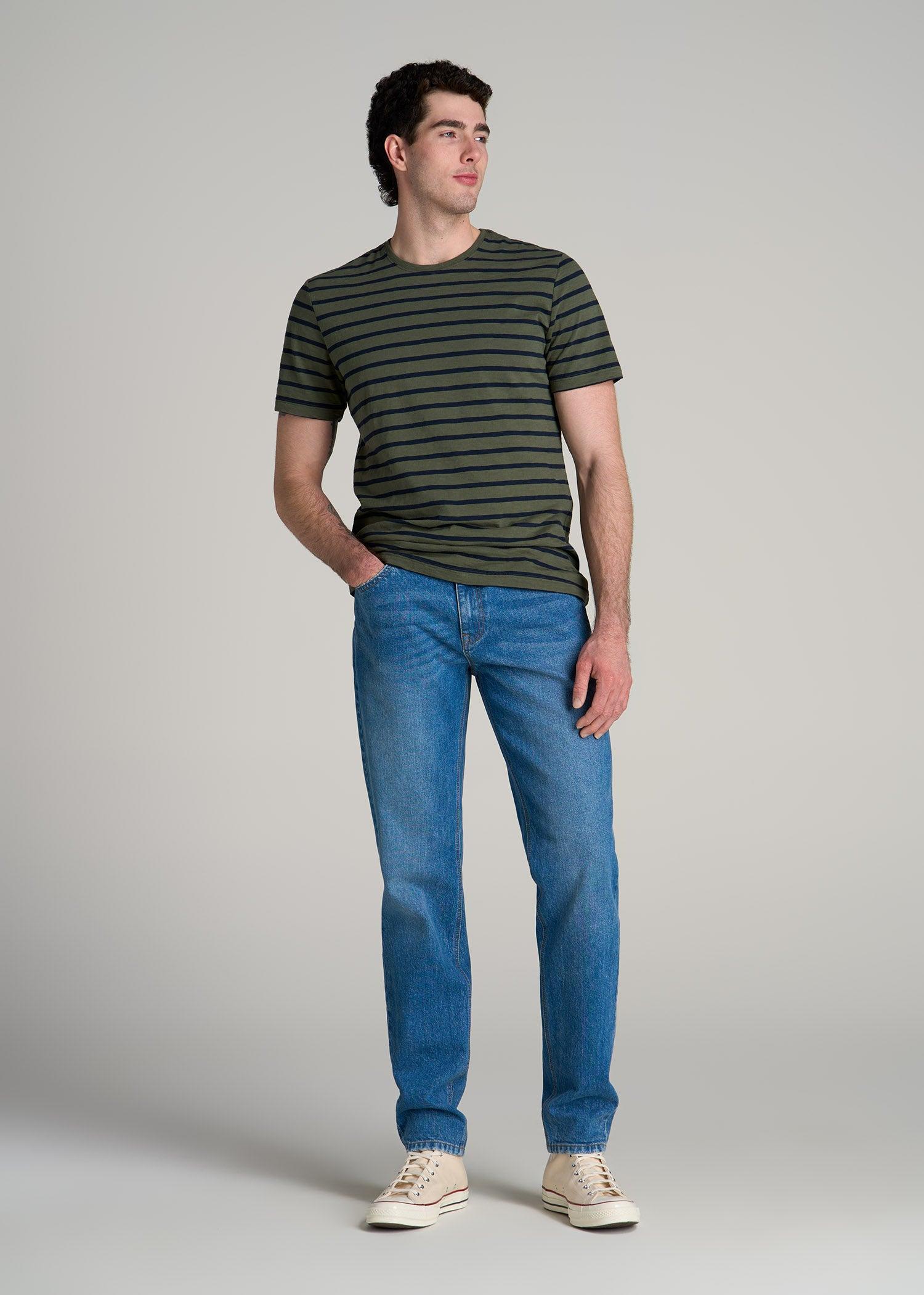 REGULAR-FIT Striped Tee in Dark Green and Navy Stripe - Men's Tall T-shirt Product Image