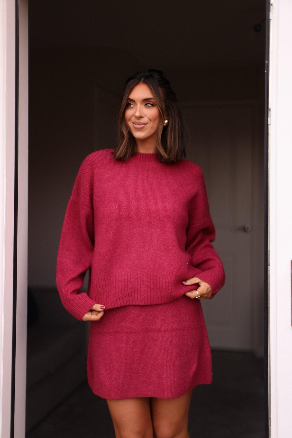 Berry Sweater Mini Skirt-FINAL SALE Female Product Image