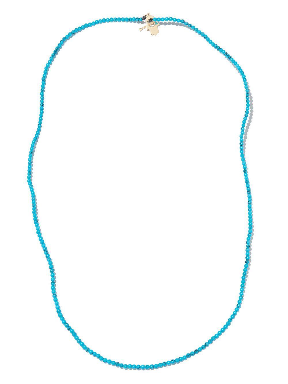 14kt yellow gold Hamsa turquoise necklace Product Image