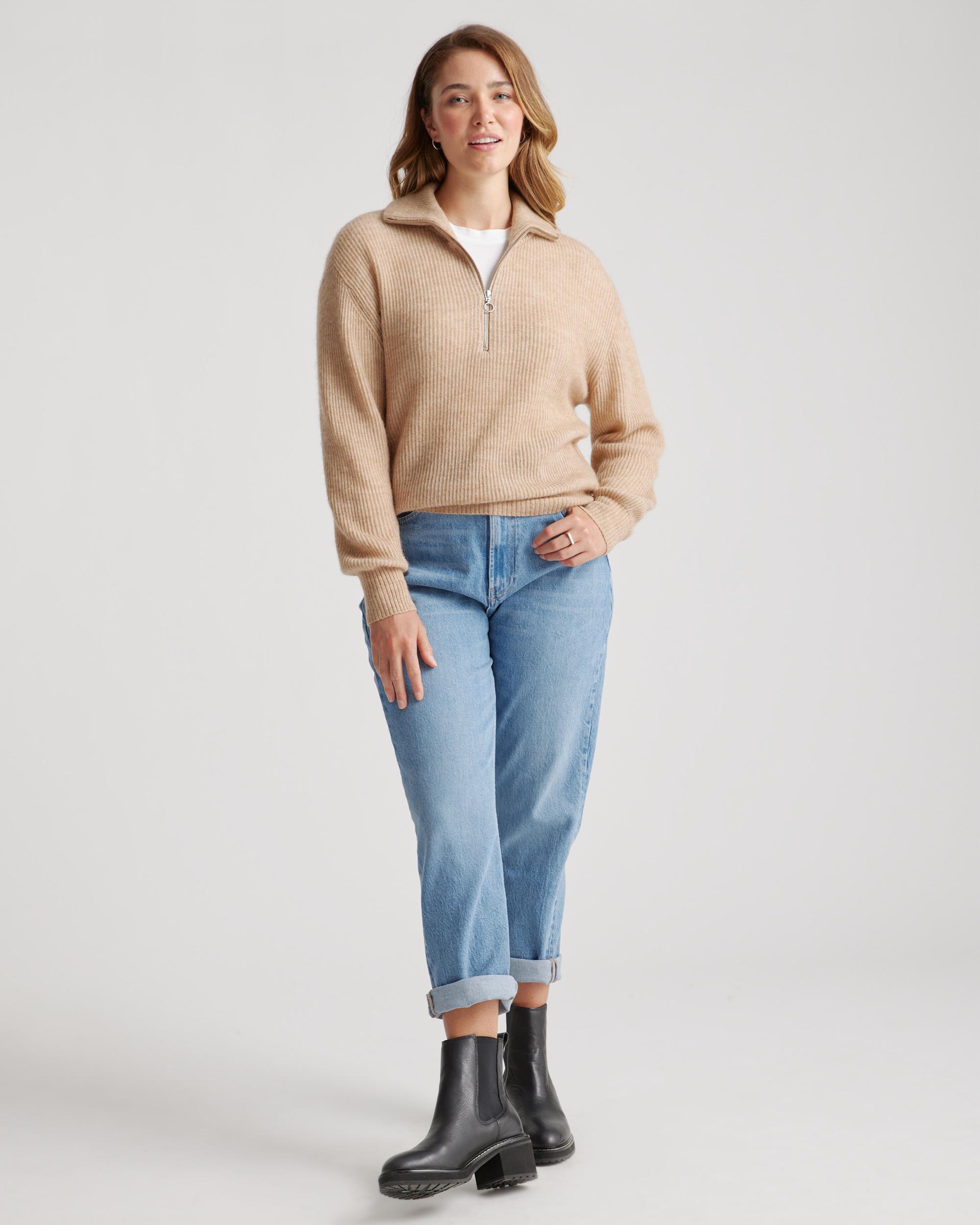 Quince | Women's Baby Alpaca-Wool Quarter Zip Sweaters Product Image