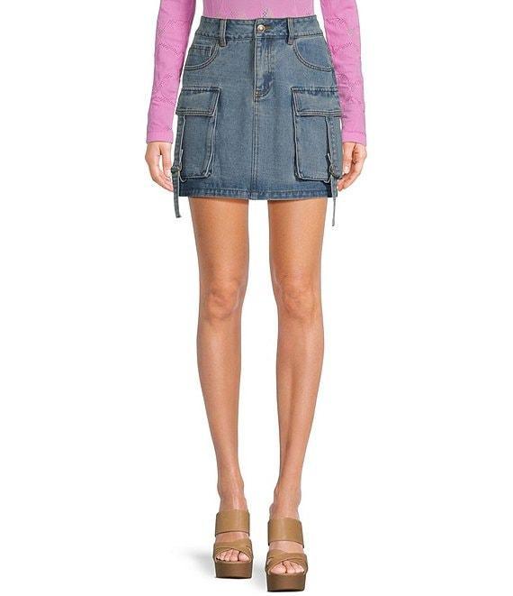 C&V Chelsea & Violet Coordinating Denim Cargo Skirt Product Image