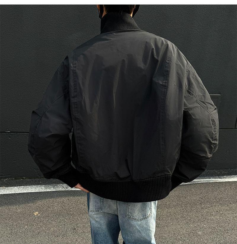 Plain Zip Bomber Jacket Product Image