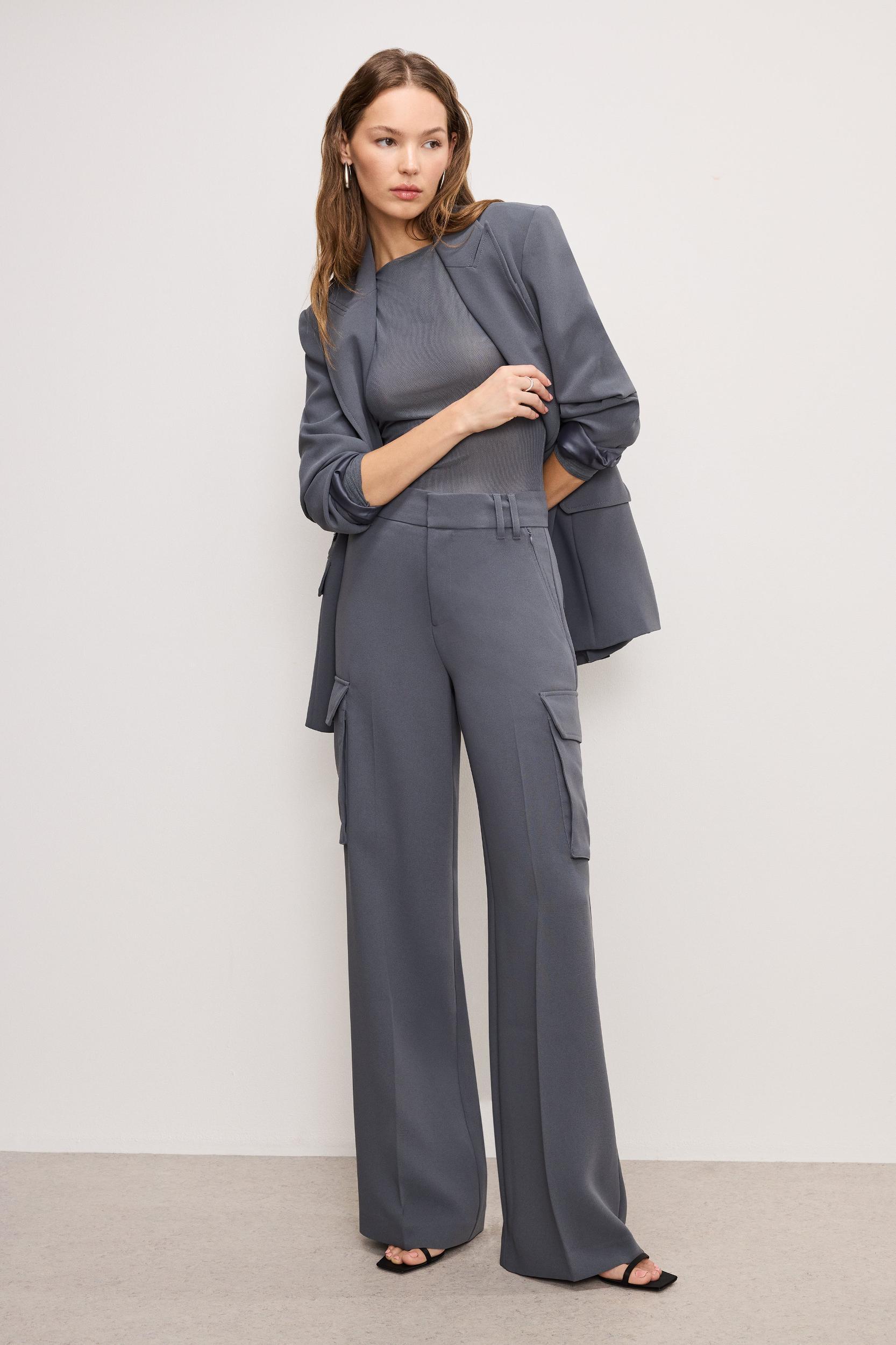 LUXE SUITING  CARGO TROUSERS | CARBON003 Product Image