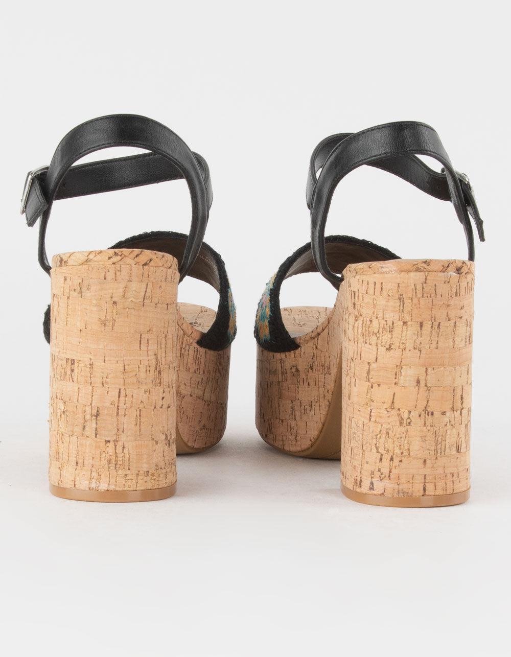 BAMBOO Crochet Womens Platform Sandals - BLK/MULTI Product Image