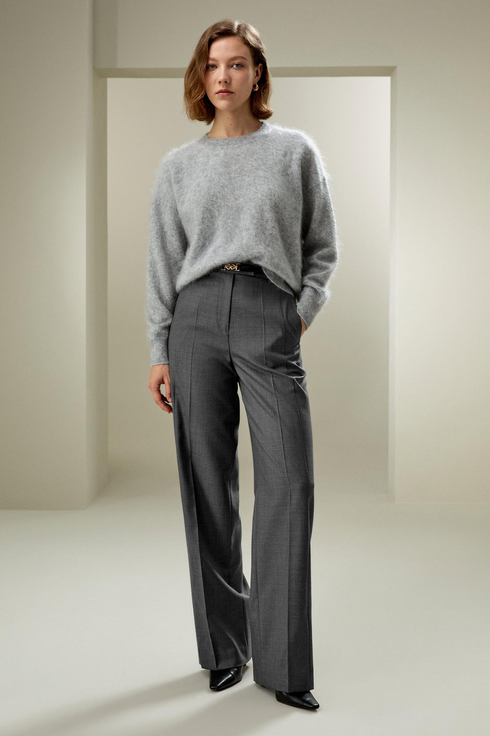 Wool Silk Blend Straight Pants Product Image