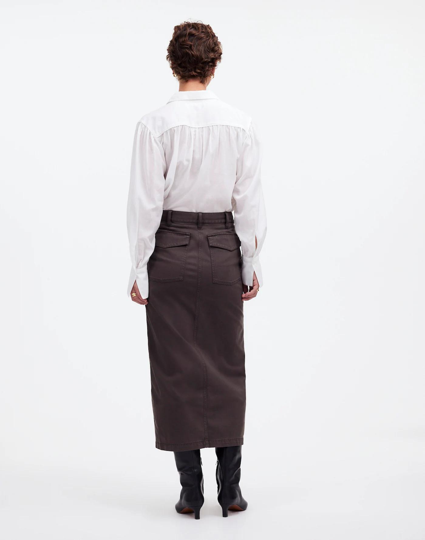 Twill Patch Pocket Midi Skirt Product Image